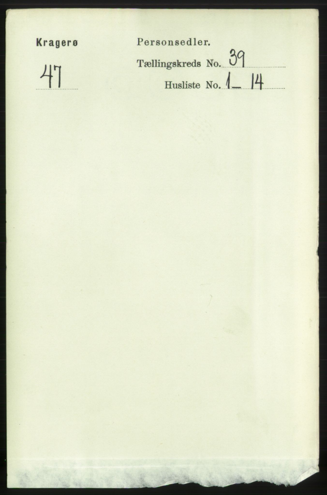 RA, 1891 census for 0801 Kragerø, 1891, p. 7285