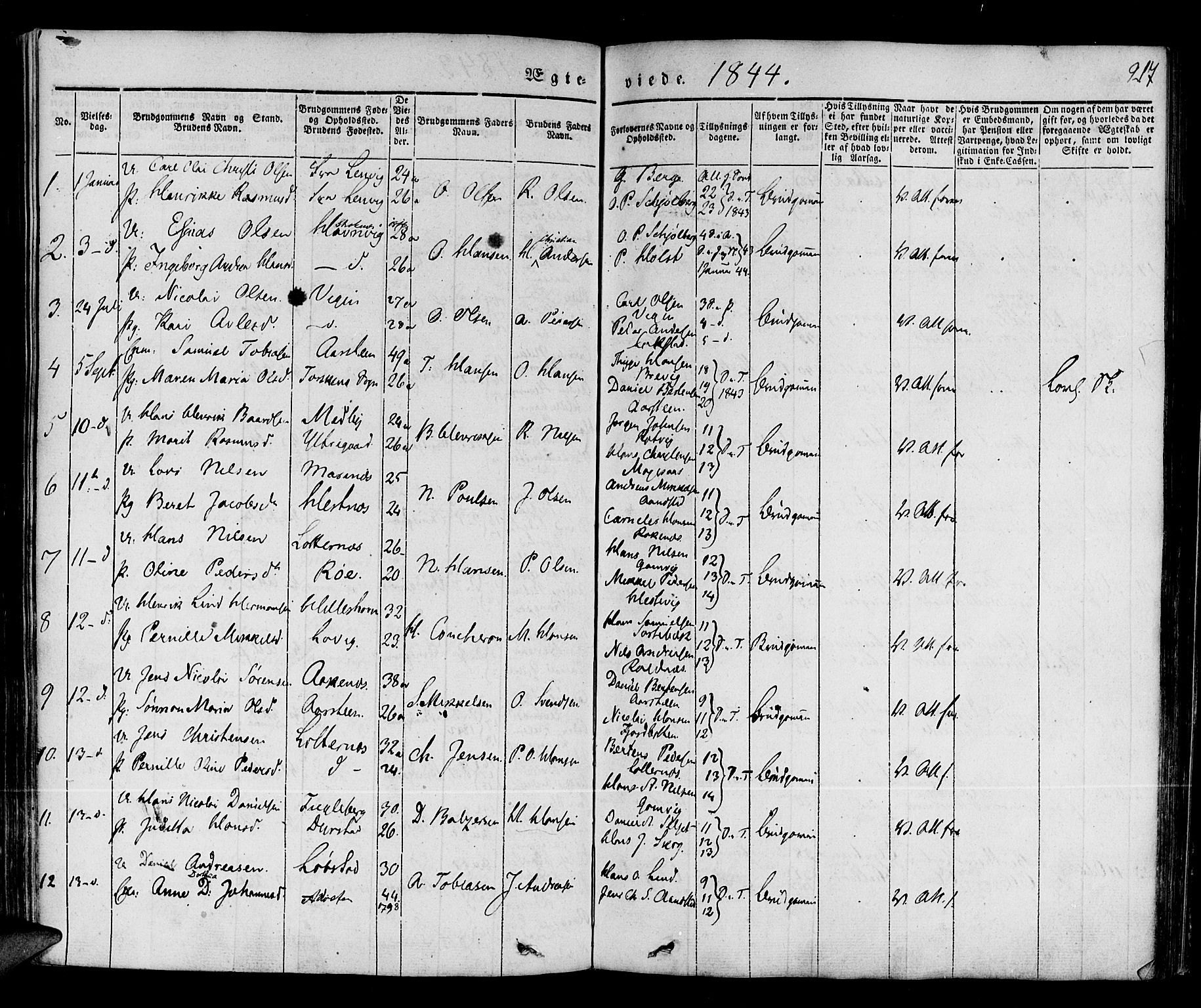 Ibestad sokneprestembete, SATØ/S-0077/H/Ha/Haa/L0006kirke: Parish register (official) no. 6, 1837-1850, p. 217
