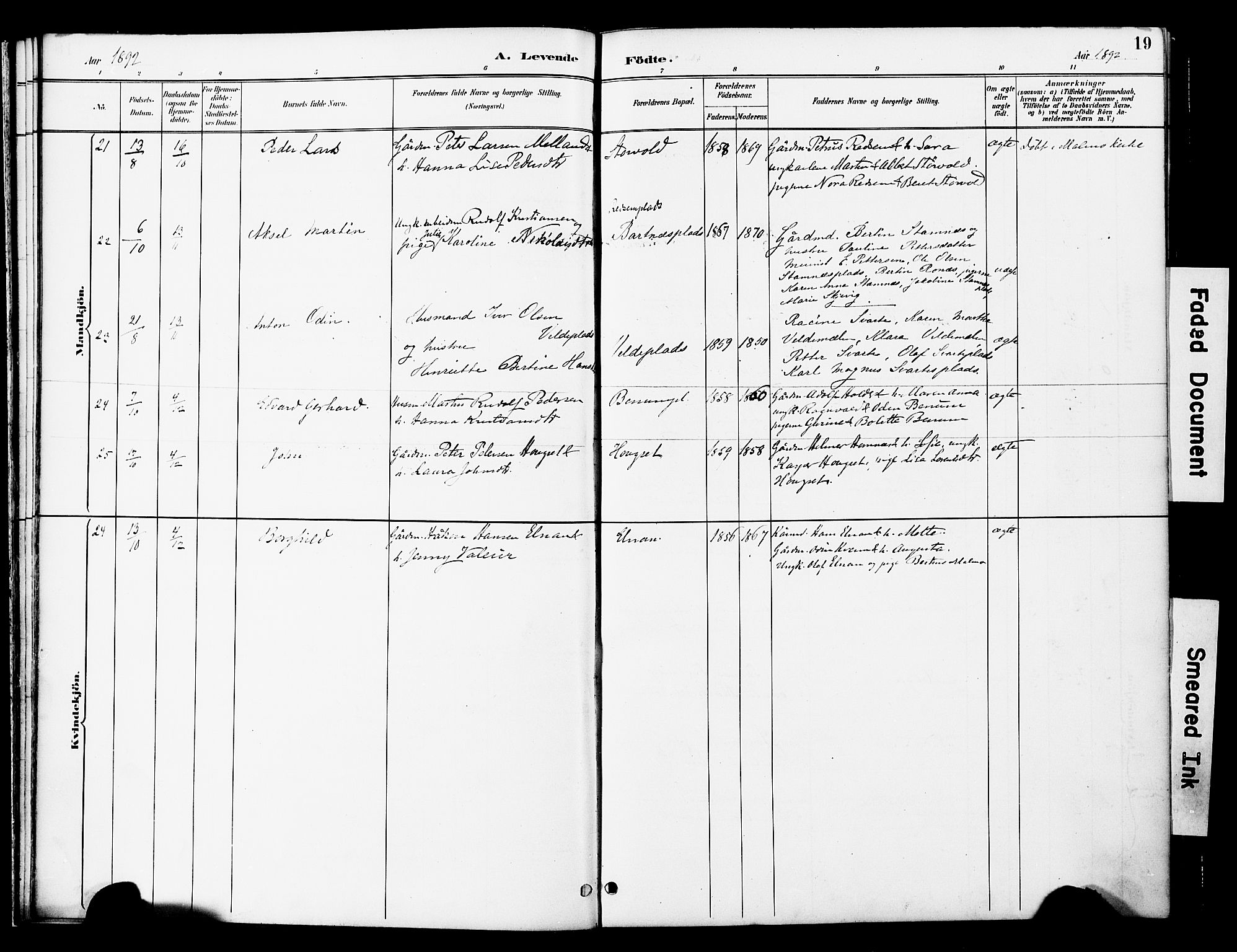 Ministerialprotokoller, klokkerbøker og fødselsregistre - Nord-Trøndelag, SAT/A-1458/741/L0396: Parish register (official) no. 741A10, 1889-1901, p. 19