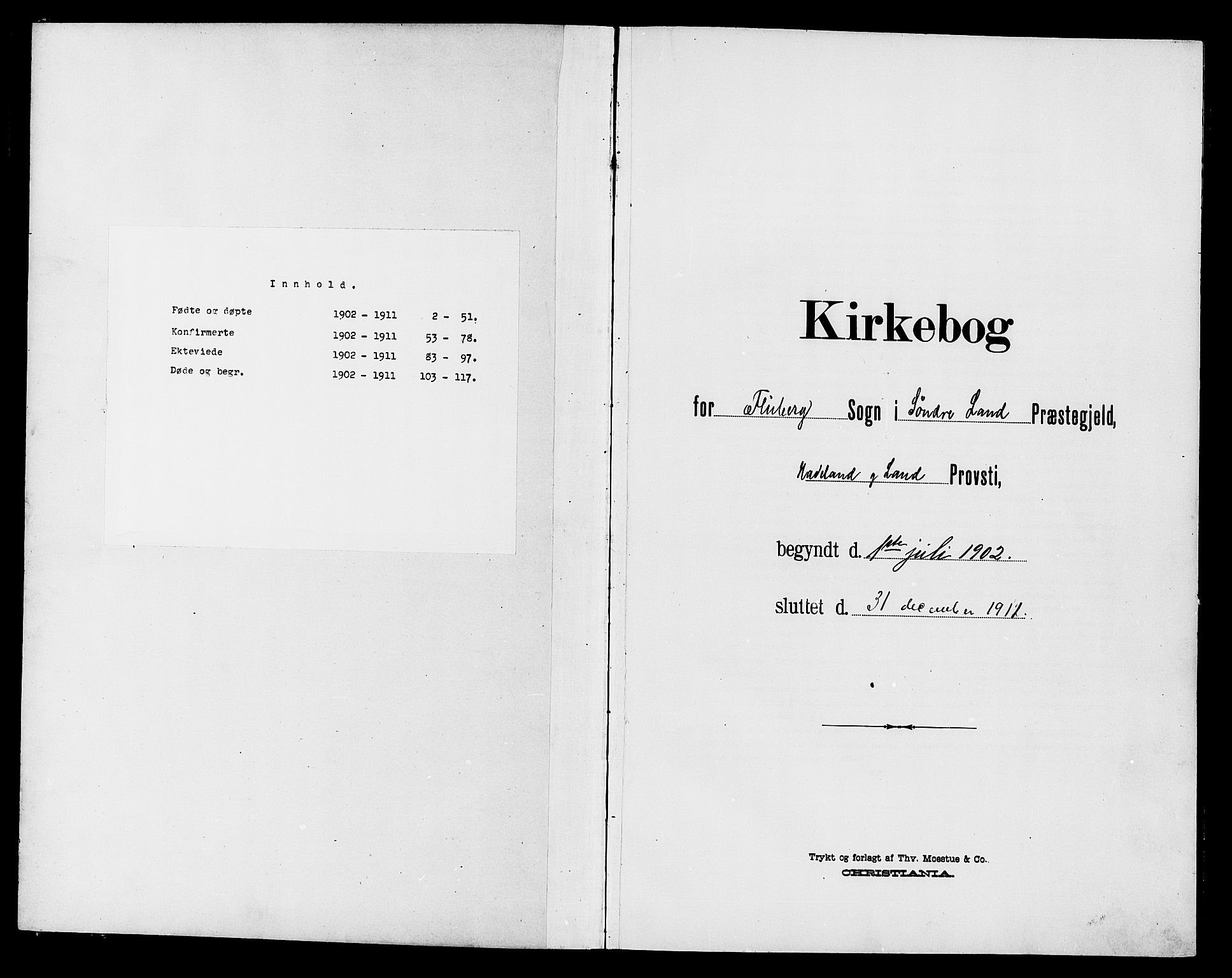 Søndre Land prestekontor, SAH/PREST-122/L/L0005: Parish register (copy) no. 5, 1902-1911