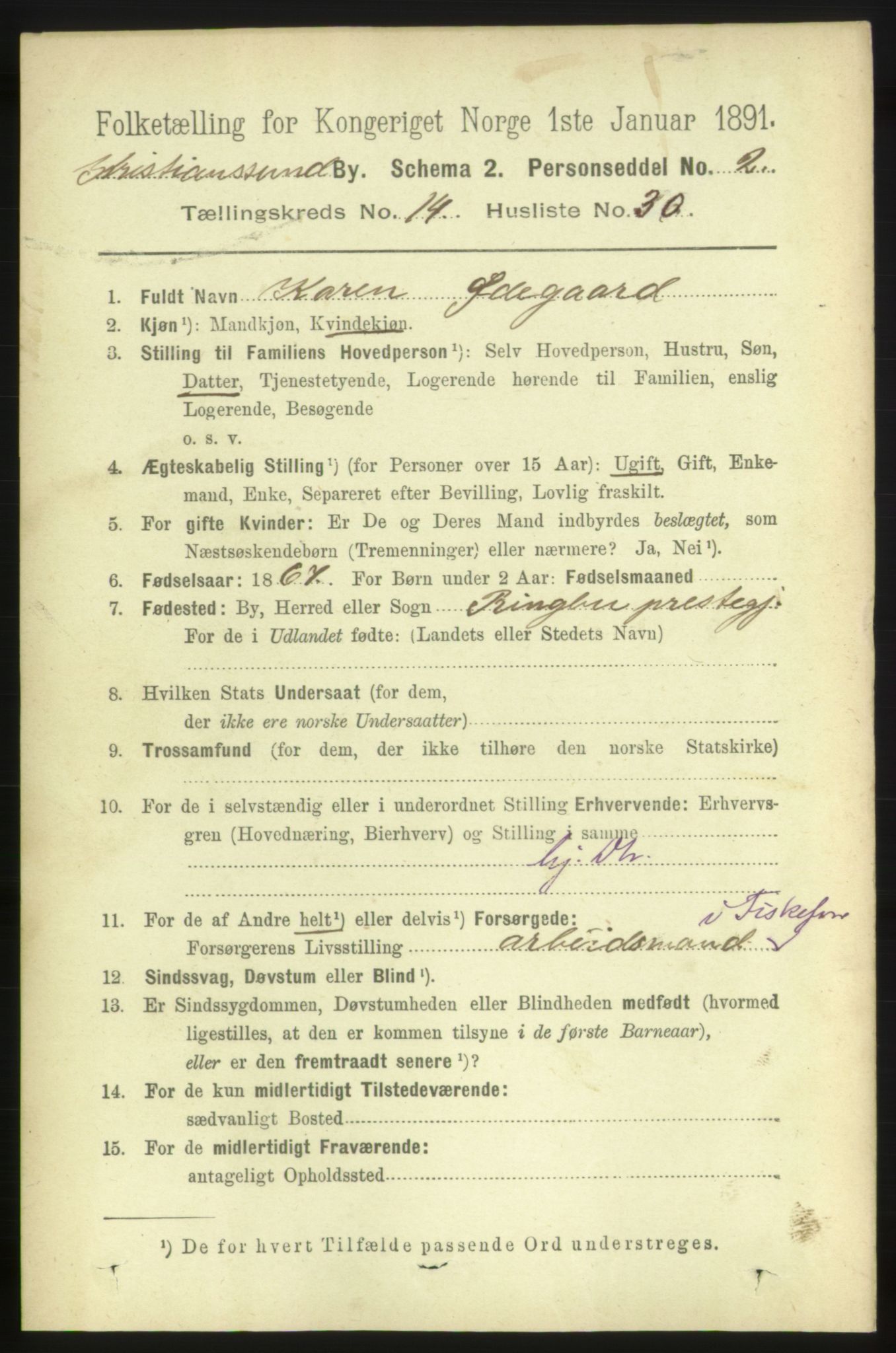 RA, 1891 census for 1503 Kristiansund, 1891, p. 10588