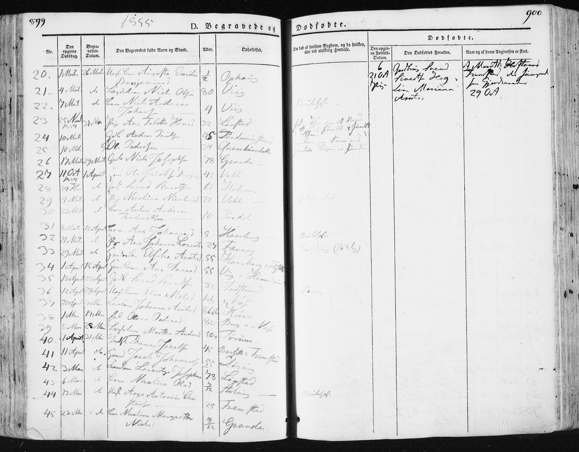 Ministerialprotokoller, klokkerbøker og fødselsregistre - Sør-Trøndelag, AV/SAT-A-1456/659/L0736: Parish register (official) no. 659A06, 1842-1856, p. 899-900