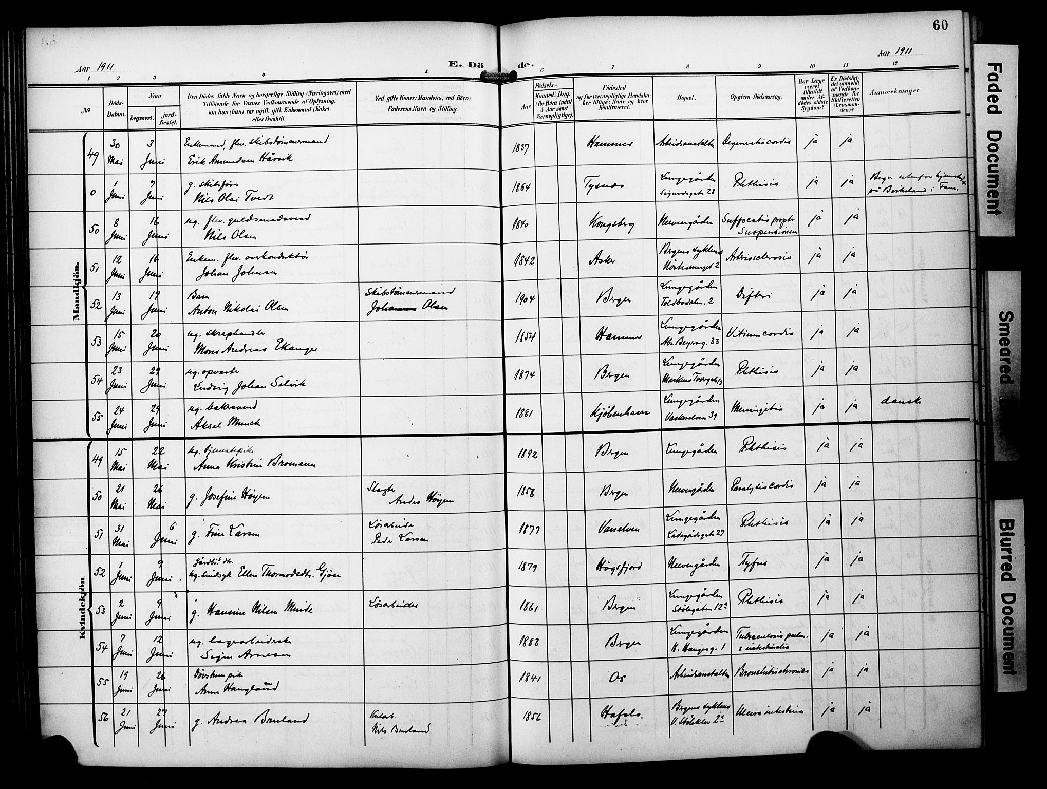 Bergen kommunale pleiehjem - stiftelsespresten, SAB/A-100281: Parish register (official) no. A 6, 1908-1920, p. 60