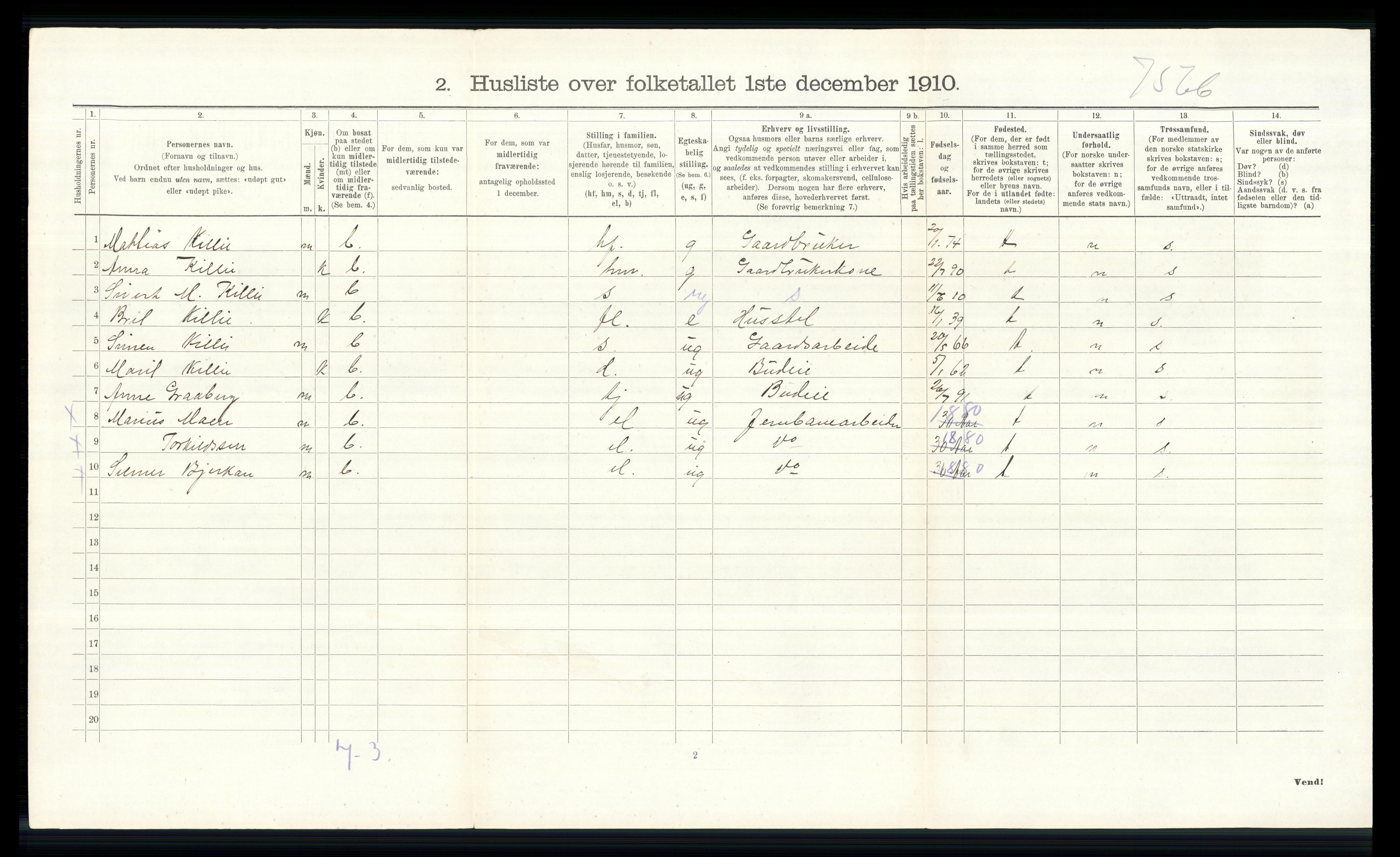 RA, 1910 census for Dovre, 1910, p. 212
