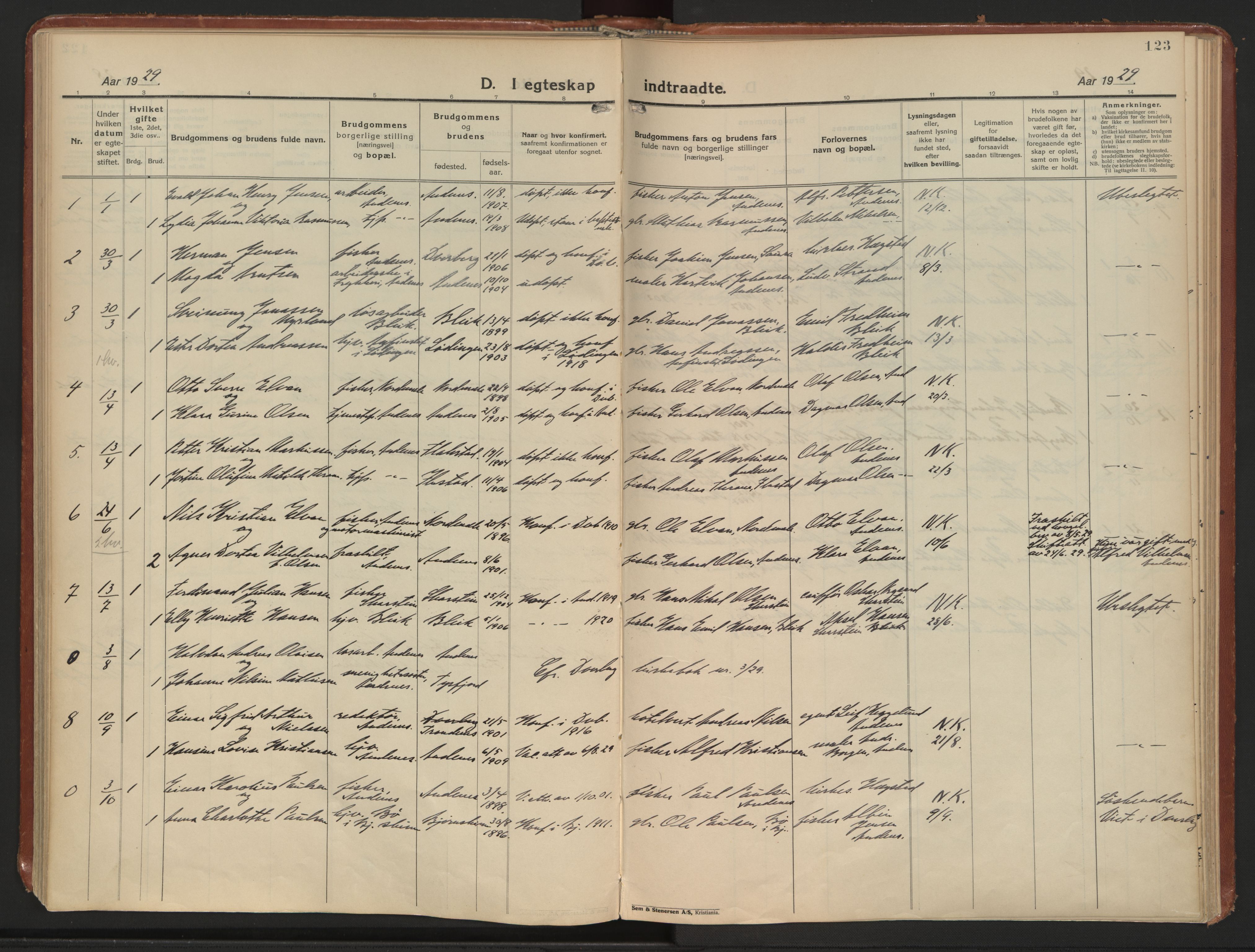 Ministerialprotokoller, klokkerbøker og fødselsregistre - Nordland, SAT/A-1459/899/L1441: Parish register (official) no. 899A09, 1923-1939, p. 123