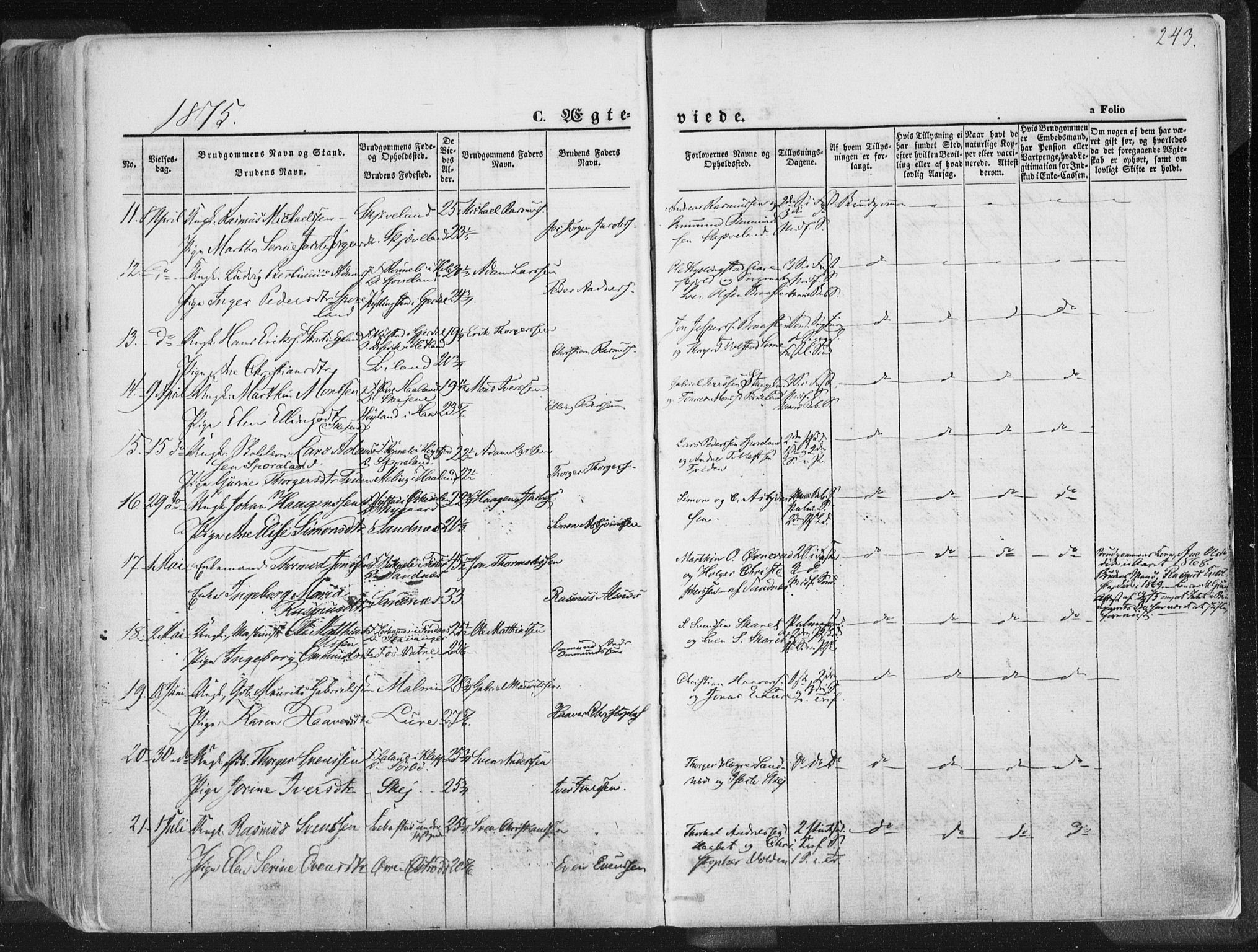 Høyland sokneprestkontor, SAST/A-101799/001/30BA/L0010: Parish register (official) no. A 9.1, 1857-1877, p. 243