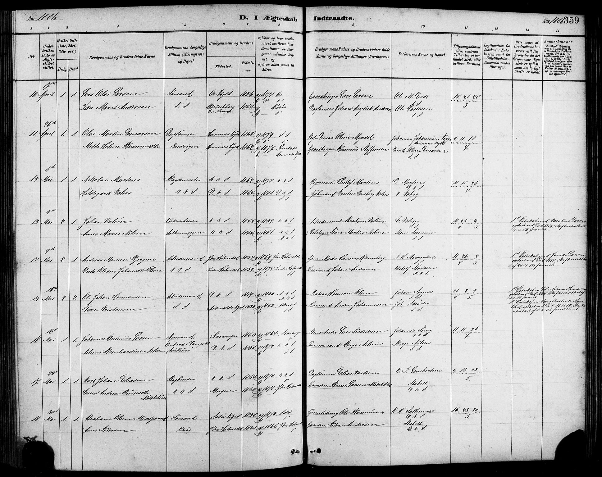 Sandviken Sokneprestembete, AV/SAB-A-77601/H/Hb/L0001: Parish register (copy) no. A 2, 1879-1892, p. 359