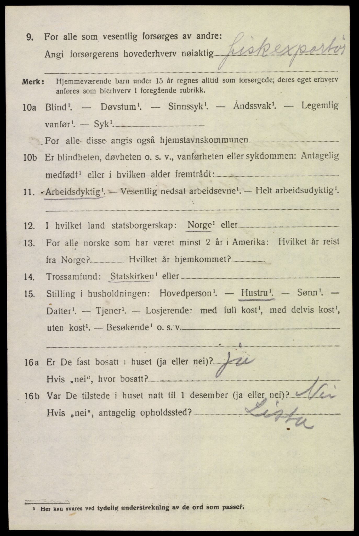 SAK, 1920 census for Spangereid, 1920, p. 3482