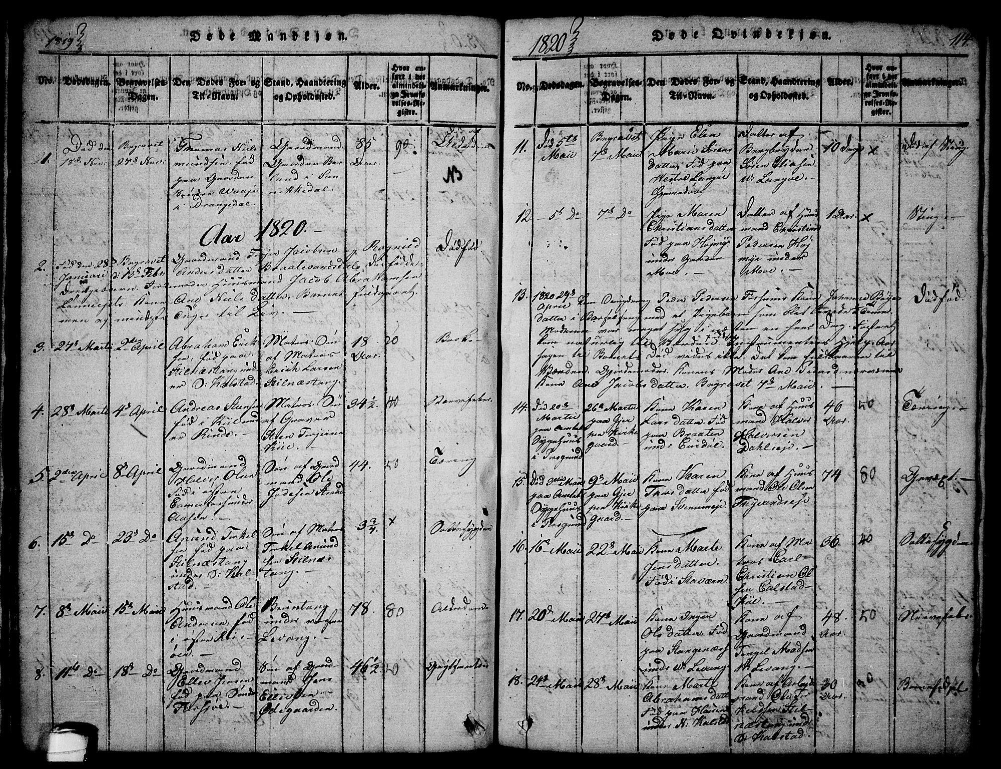 Sannidal kirkebøker, AV/SAKO-A-296/F/Fa/L0004: Parish register (official) no. 4, 1814-1829, p. 114