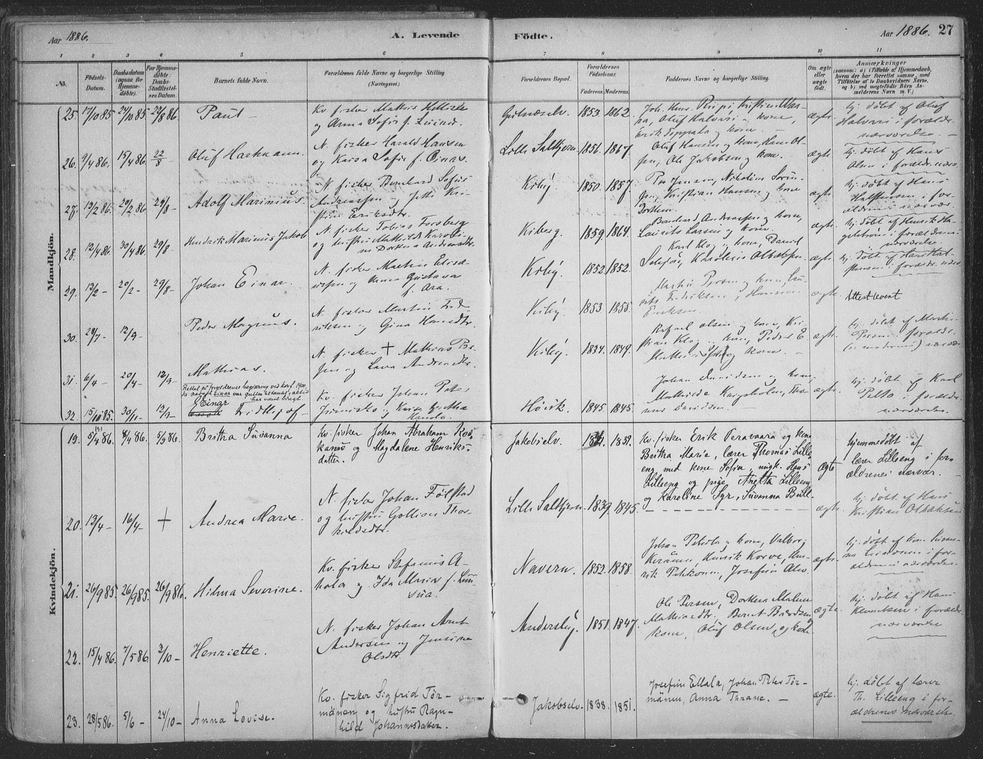 Vadsø sokneprestkontor, SATØ/S-1325/H/Ha/L0009kirke: Parish register (official) no. 9, 1881-1917, p. 27