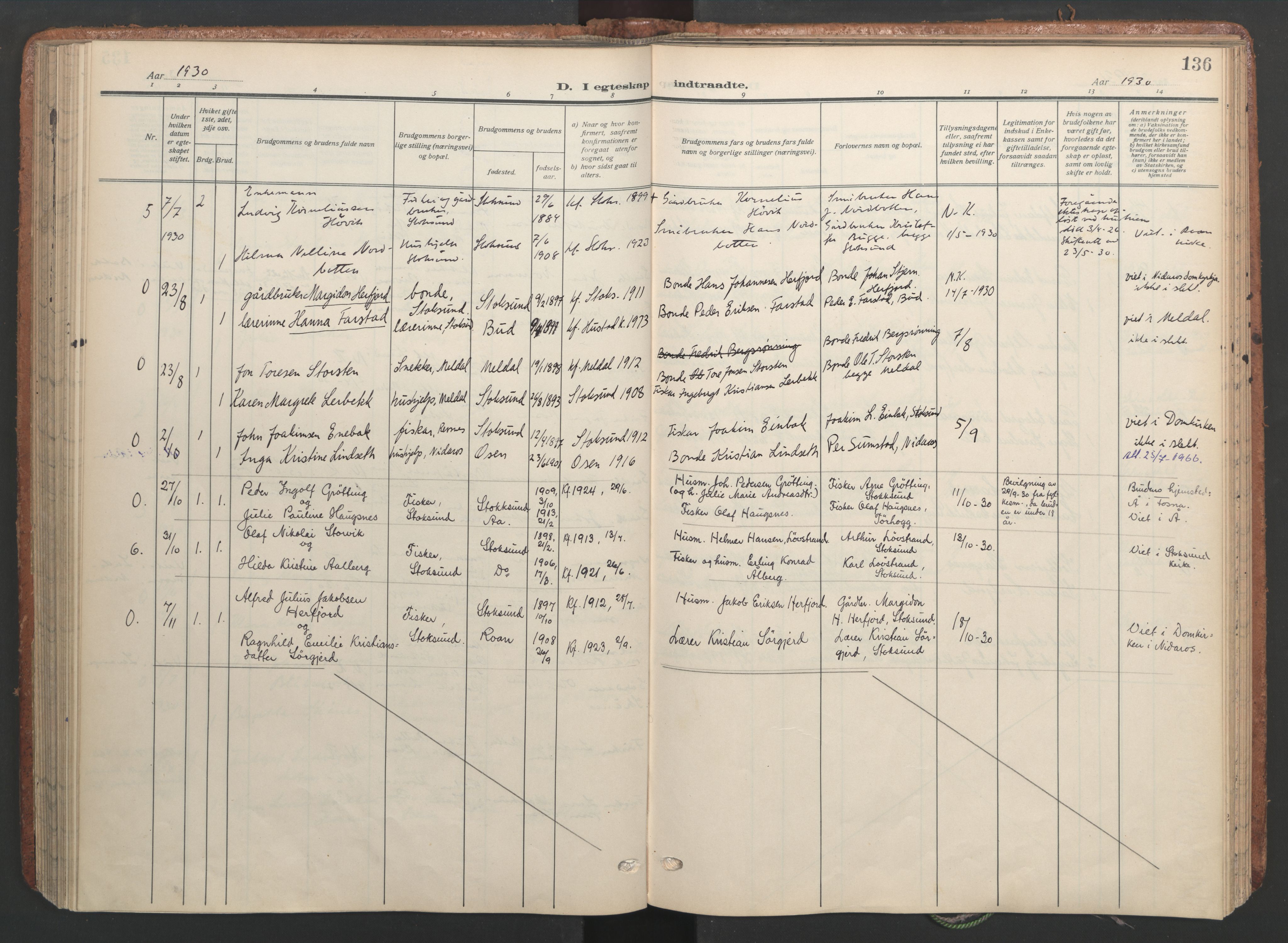 Ministerialprotokoller, klokkerbøker og fødselsregistre - Sør-Trøndelag, SAT/A-1456/656/L0694: Parish register (official) no. 656A03, 1914-1931, p. 136