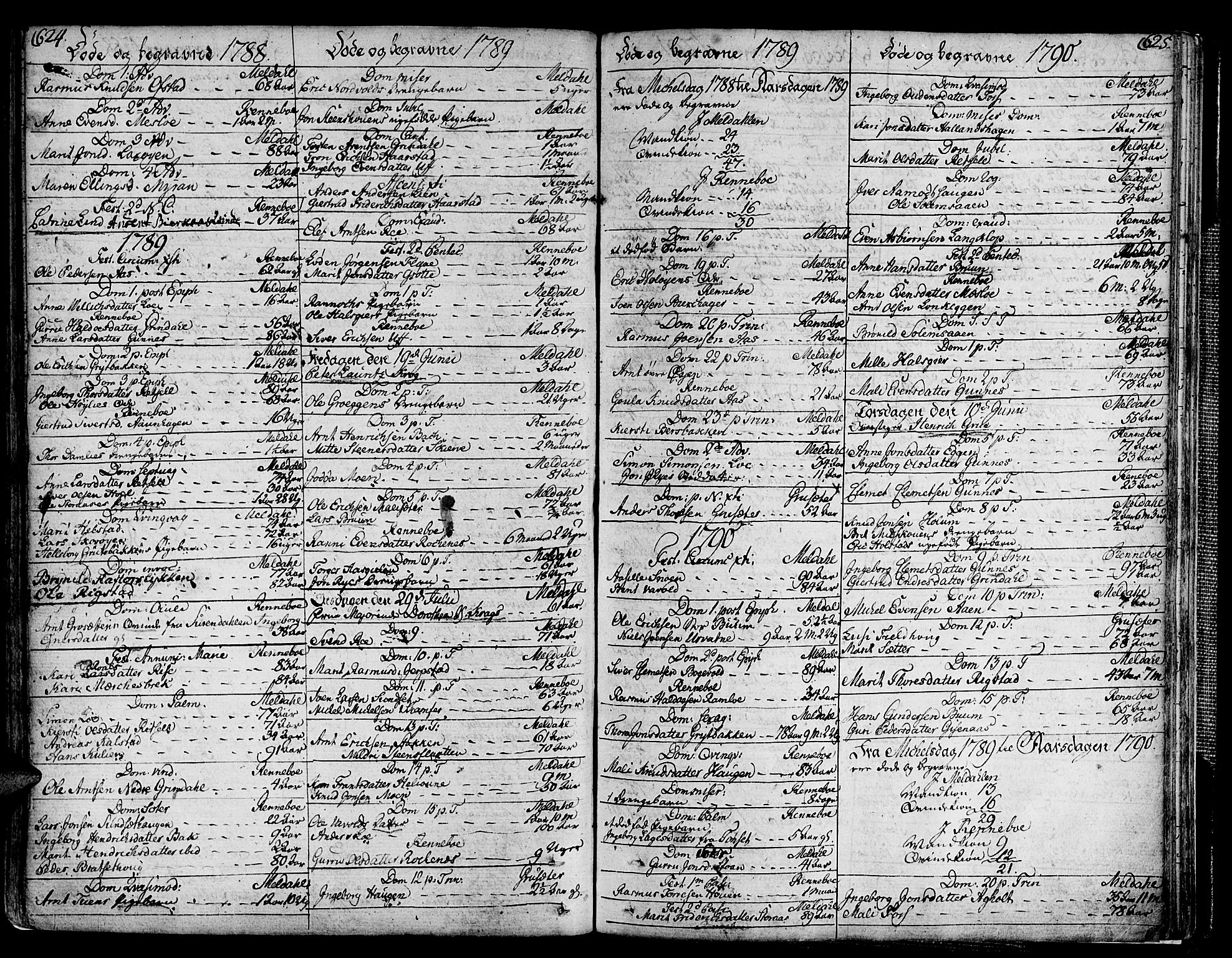 Ministerialprotokoller, klokkerbøker og fødselsregistre - Sør-Trøndelag, SAT/A-1456/672/L0852: Parish register (official) no. 672A05, 1776-1815, p. 624-625