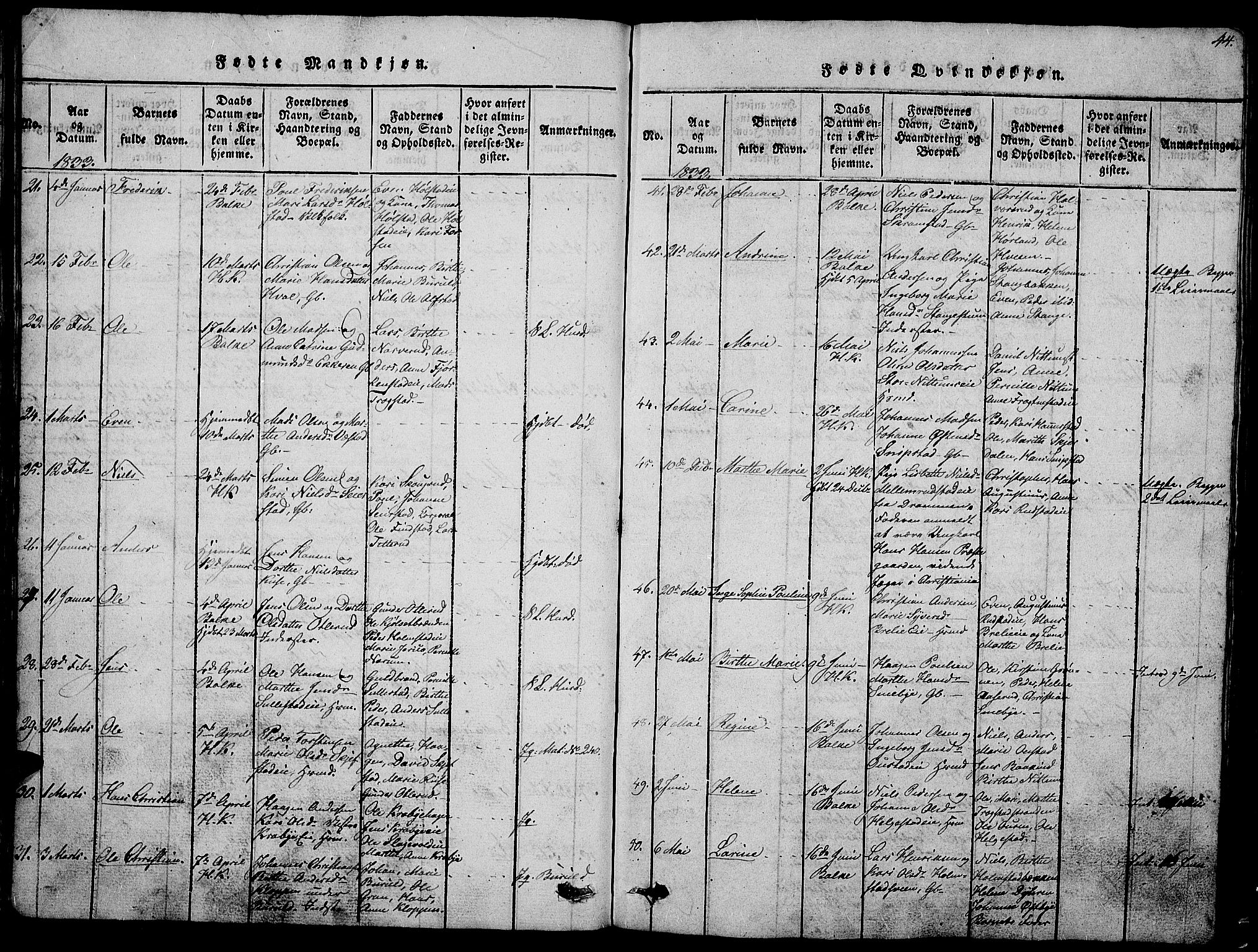 Østre Toten prestekontor, SAH/PREST-104/H/Ha/Hab/L0001: Parish register (copy) no. 1, 1827-1839, p. 44