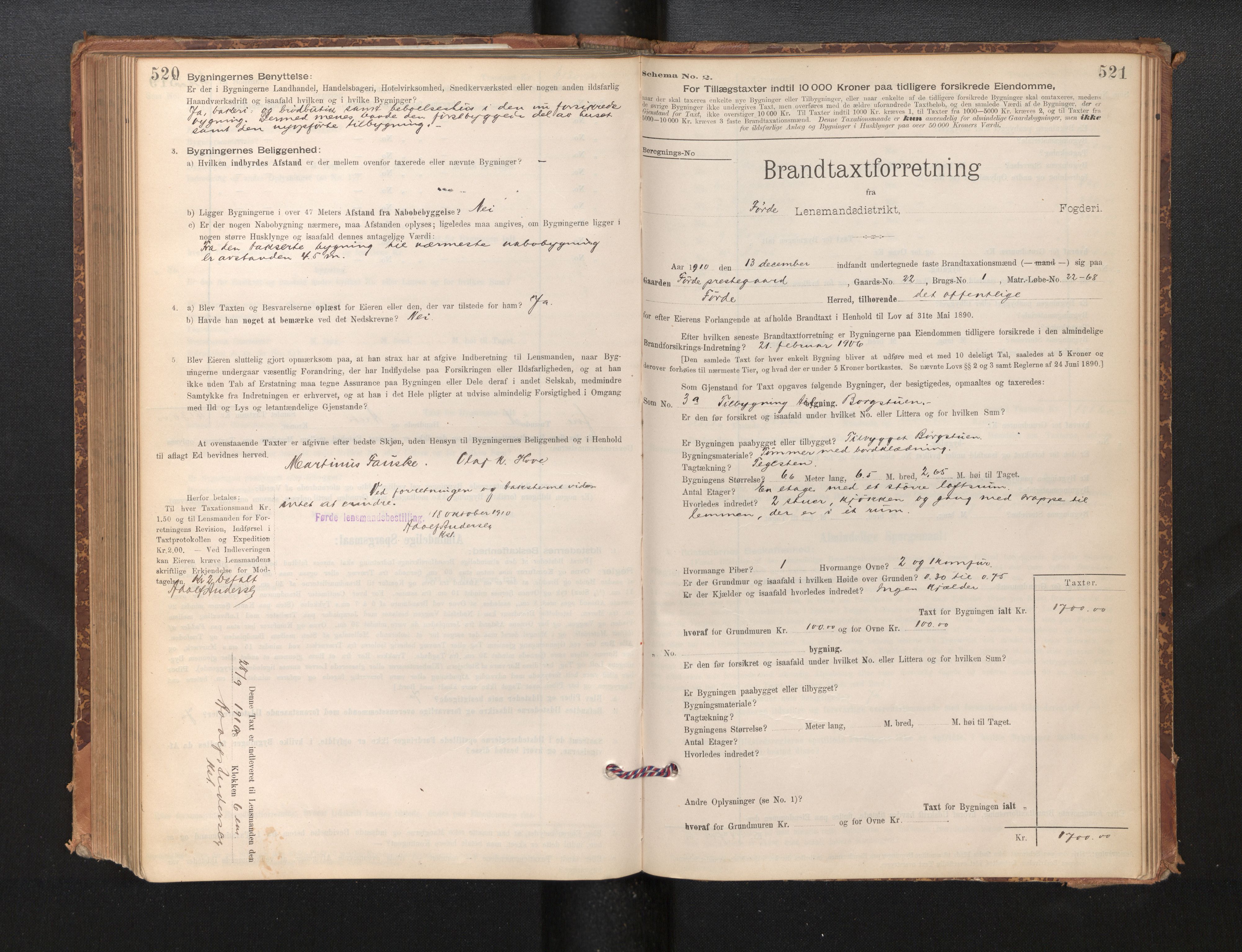 Lensmannen i Førde, AV/SAB-A-27401/0012/L0008: Branntakstprotokoll, skjematakst, 1895-1922, p. 520-521