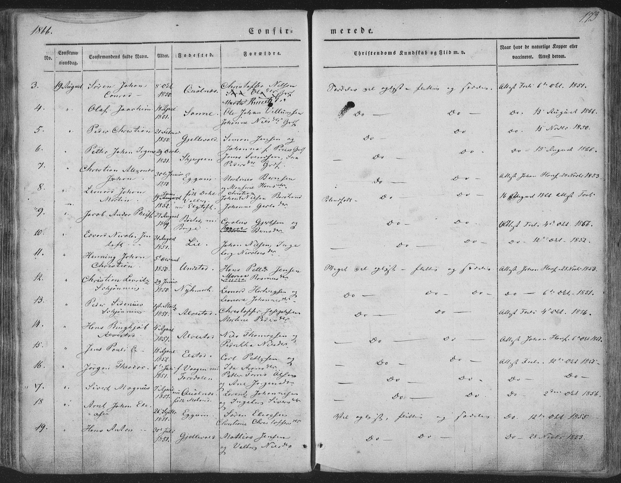 Ministerialprotokoller, klokkerbøker og fødselsregistre - Nordland, AV/SAT-A-1459/880/L1131: Parish register (official) no. 880A05, 1844-1868, p. 173