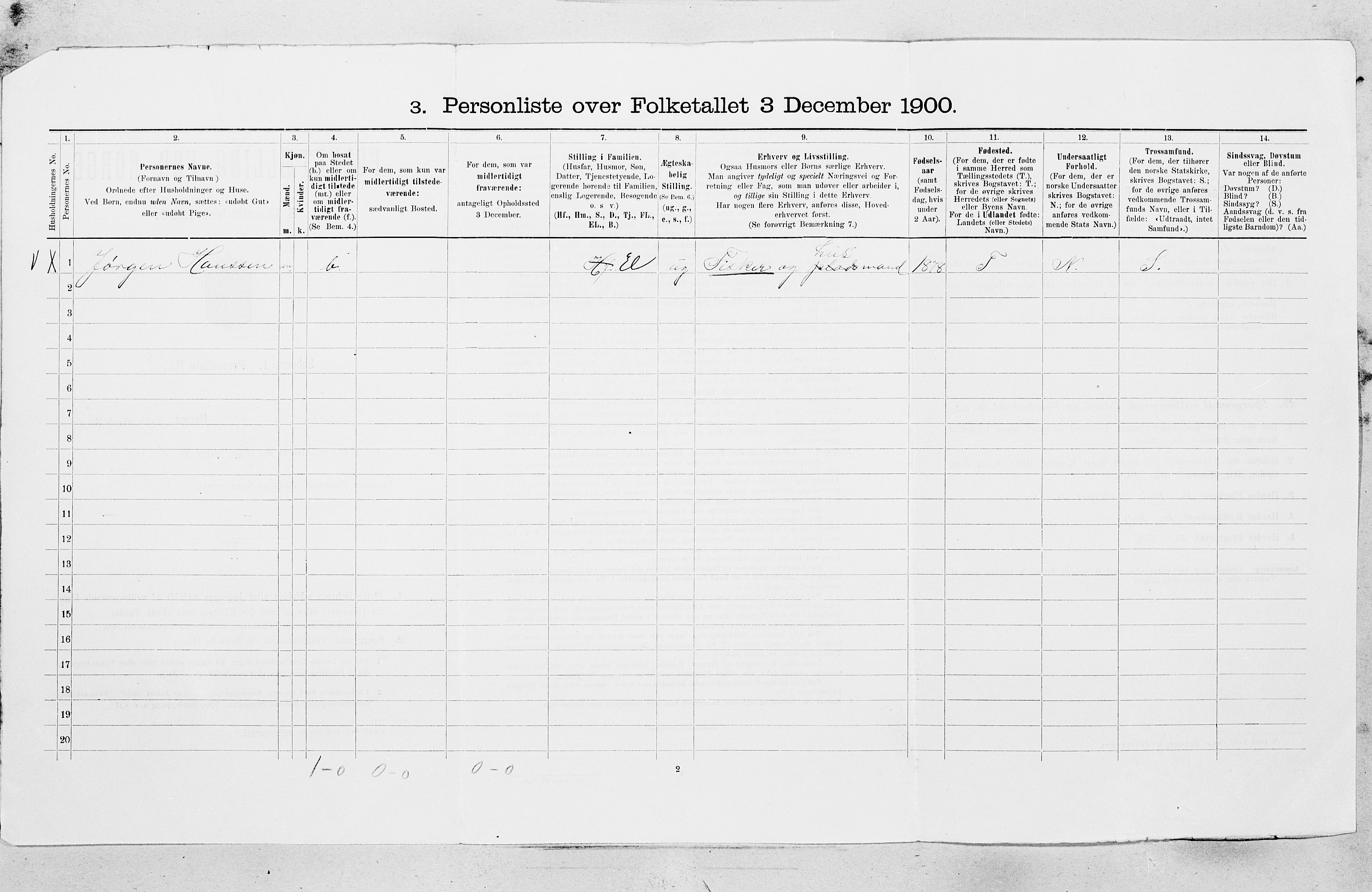 SAT, 1900 census for Stoksund, 1900, p. 31