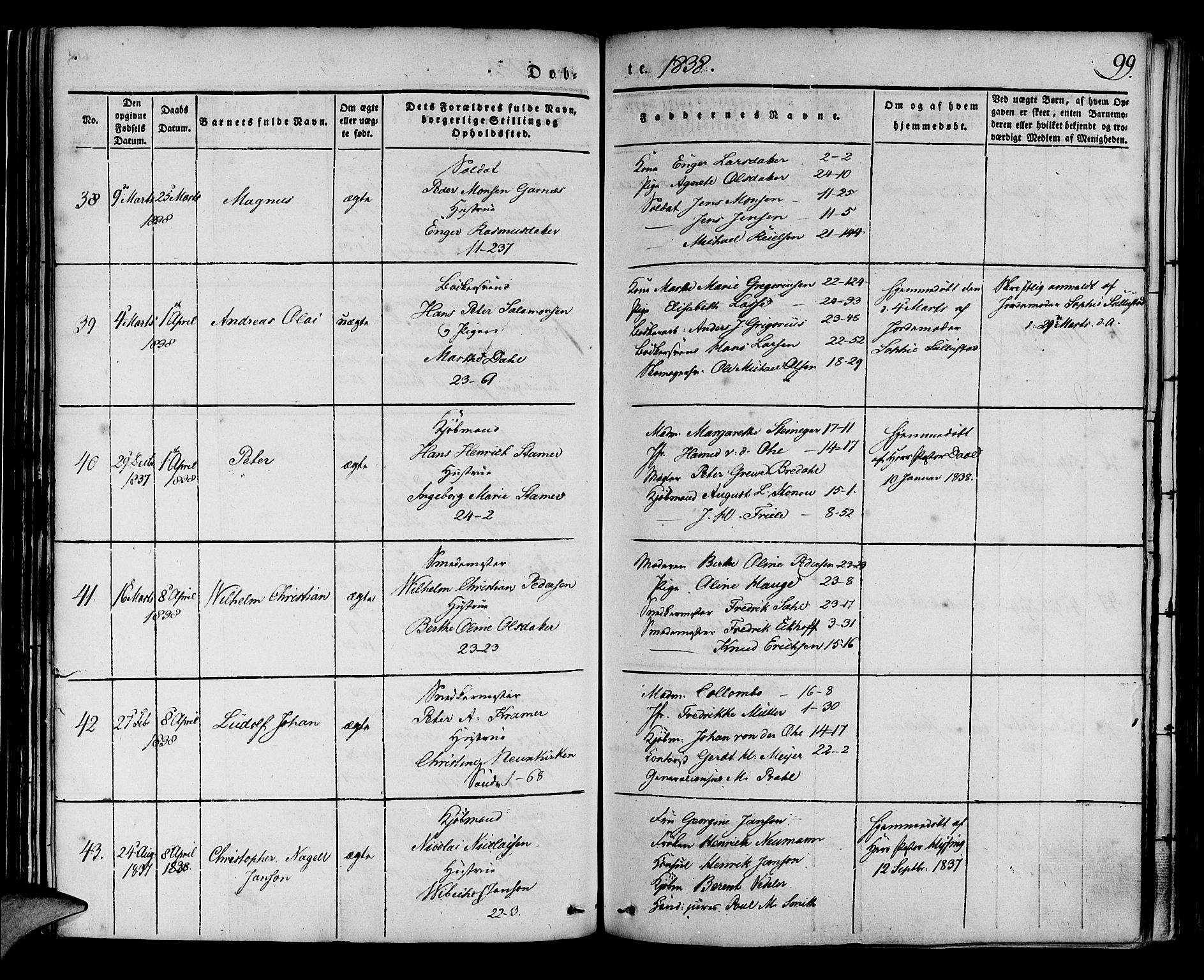 Korskirken sokneprestembete, SAB/A-76101/H/Haa/L0015: Parish register (official) no. B 1, 1833-1841, p. 99