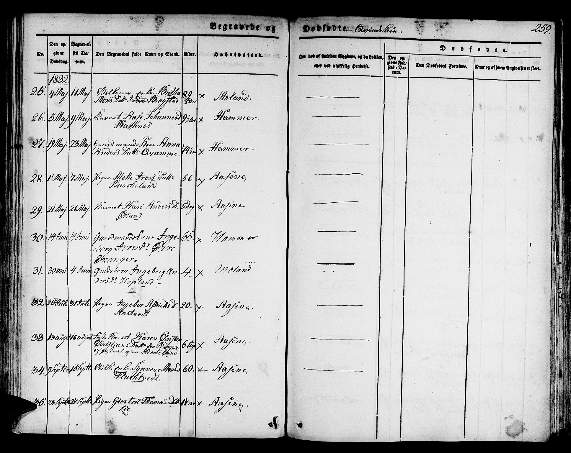 Hamre sokneprestembete, AV/SAB-A-75501/H/Ha/Haa/Haaa/L0011: Parish register (official) no. A 11, 1826-1834, p. 259