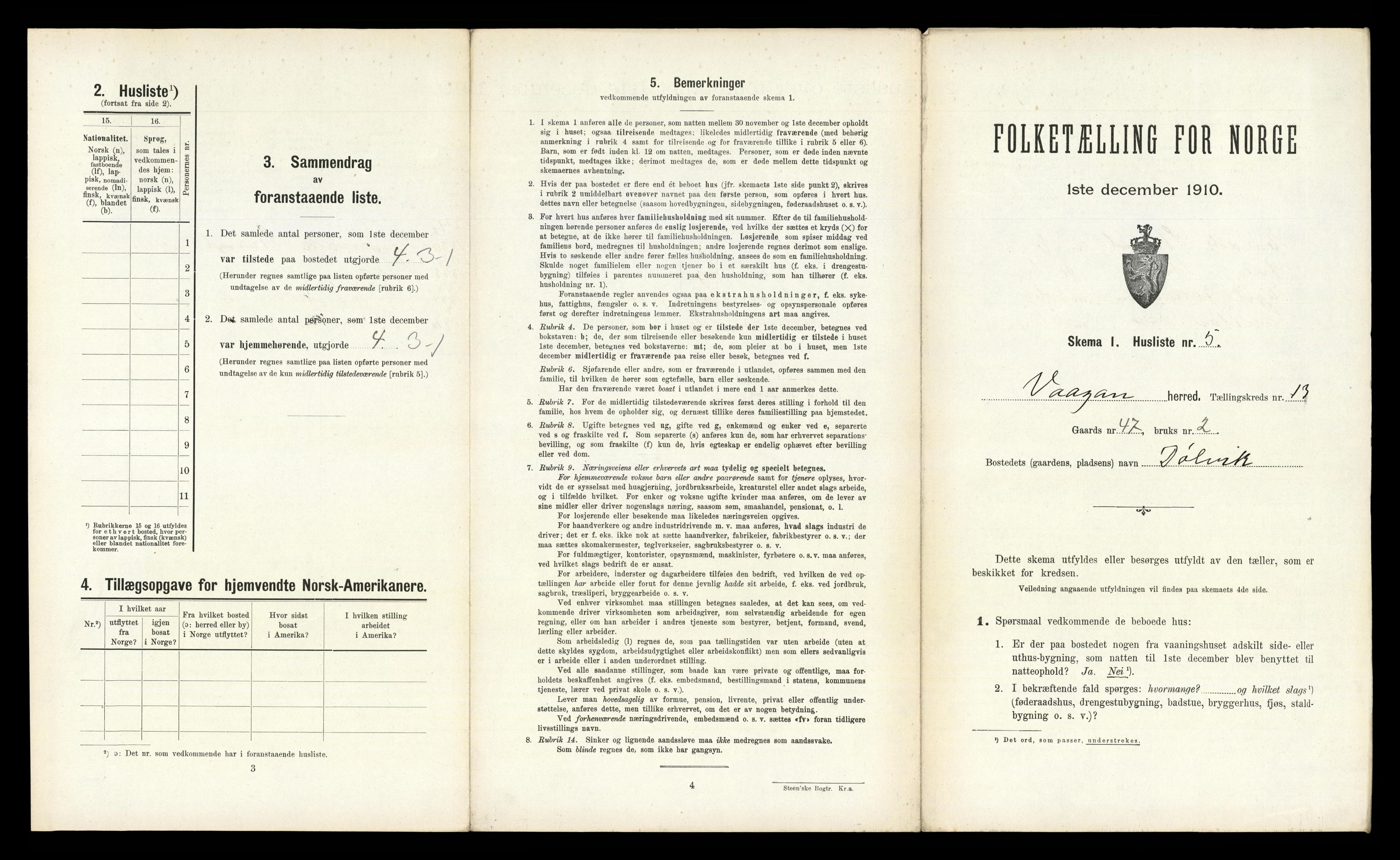 RA, 1910 census for Vågan, 1910, p. 1783