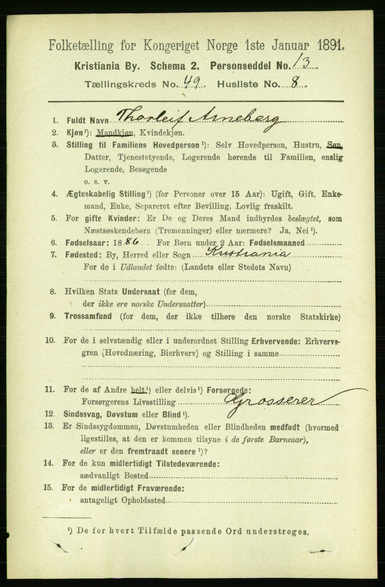 RA, 1891 census for 0301 Kristiania, 1891, p. 28654