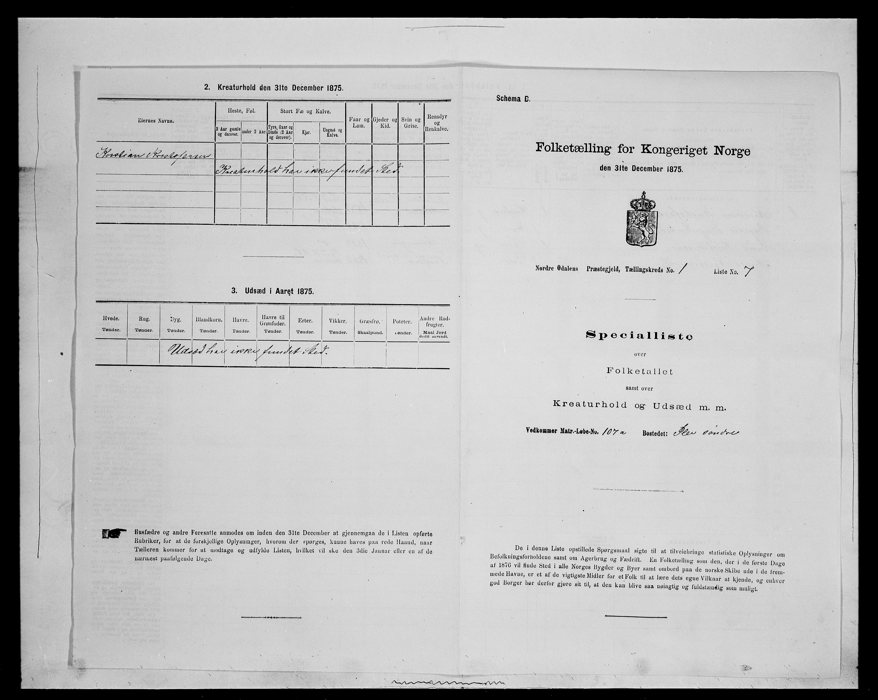 SAH, 1875 census for 0418P Nord-Odal, 1875, p. 84