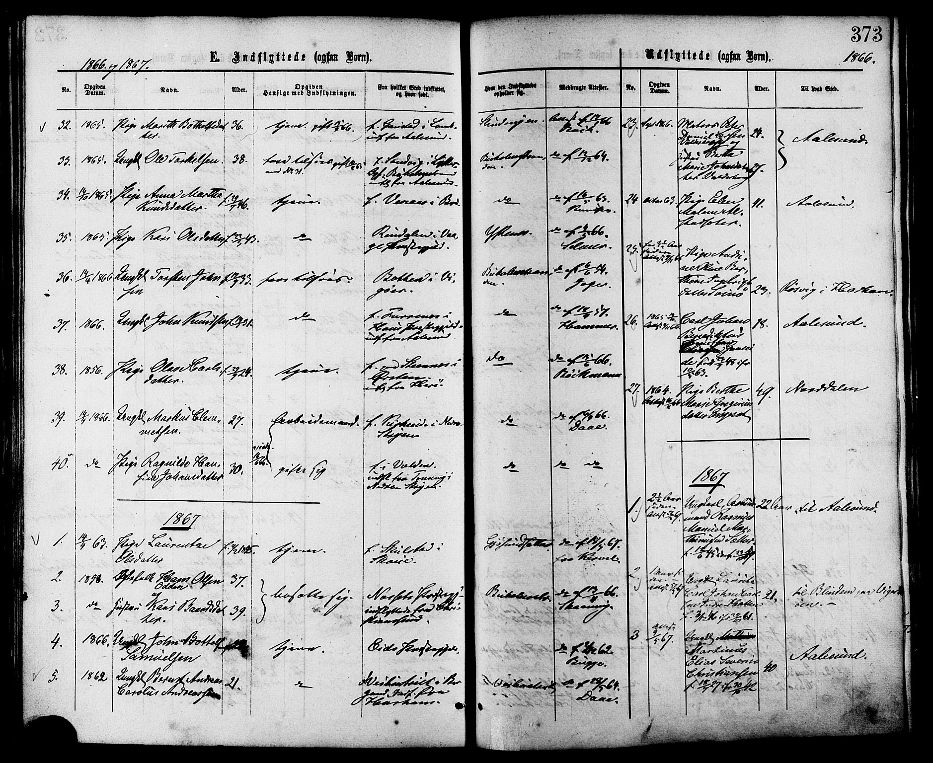 Ministerialprotokoller, klokkerbøker og fødselsregistre - Møre og Romsdal, AV/SAT-A-1454/528/L0399: Parish register (official) no. 528A10, 1864-1879, p. 373