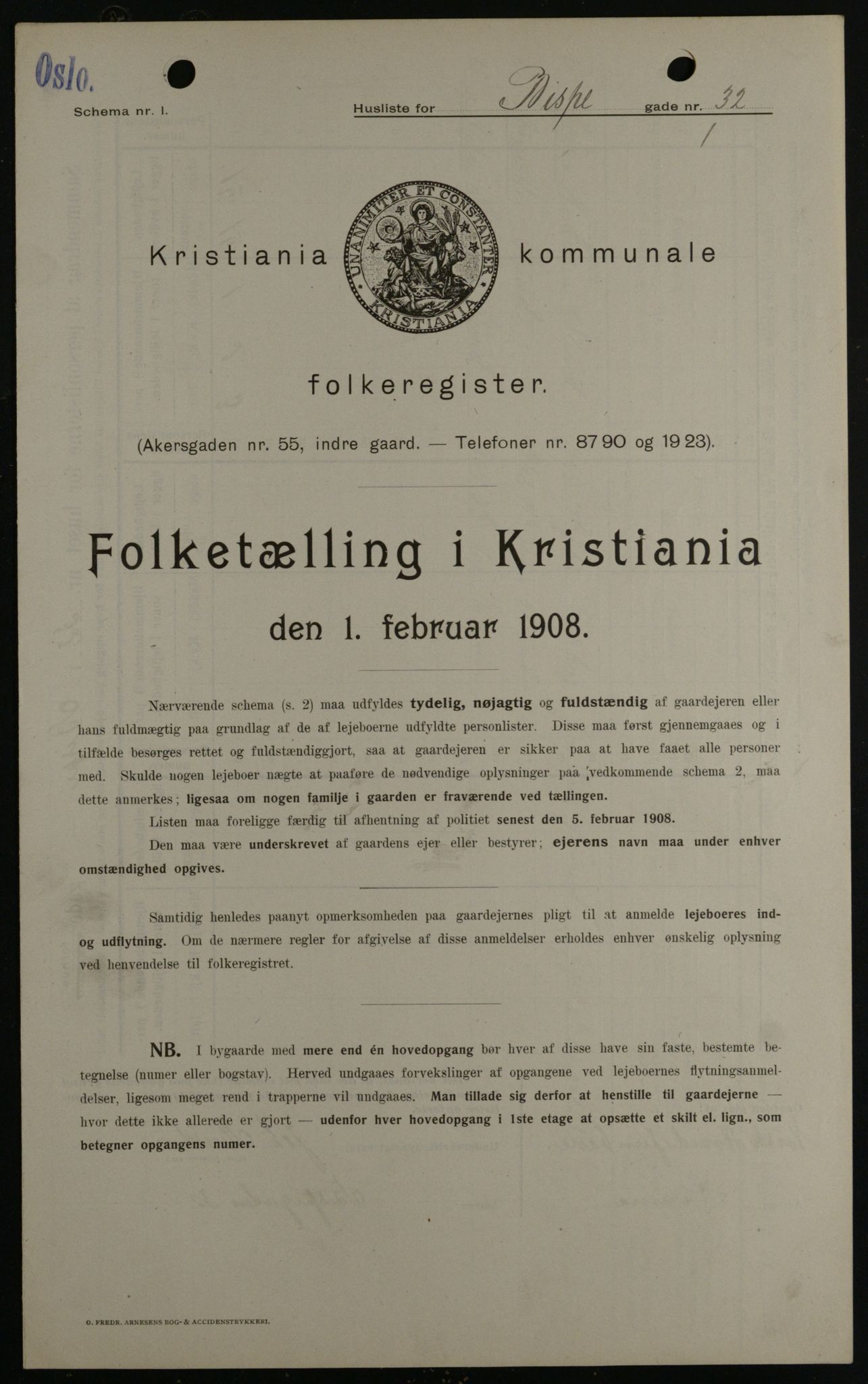 OBA, Municipal Census 1908 for Kristiania, 1908, p. 5346