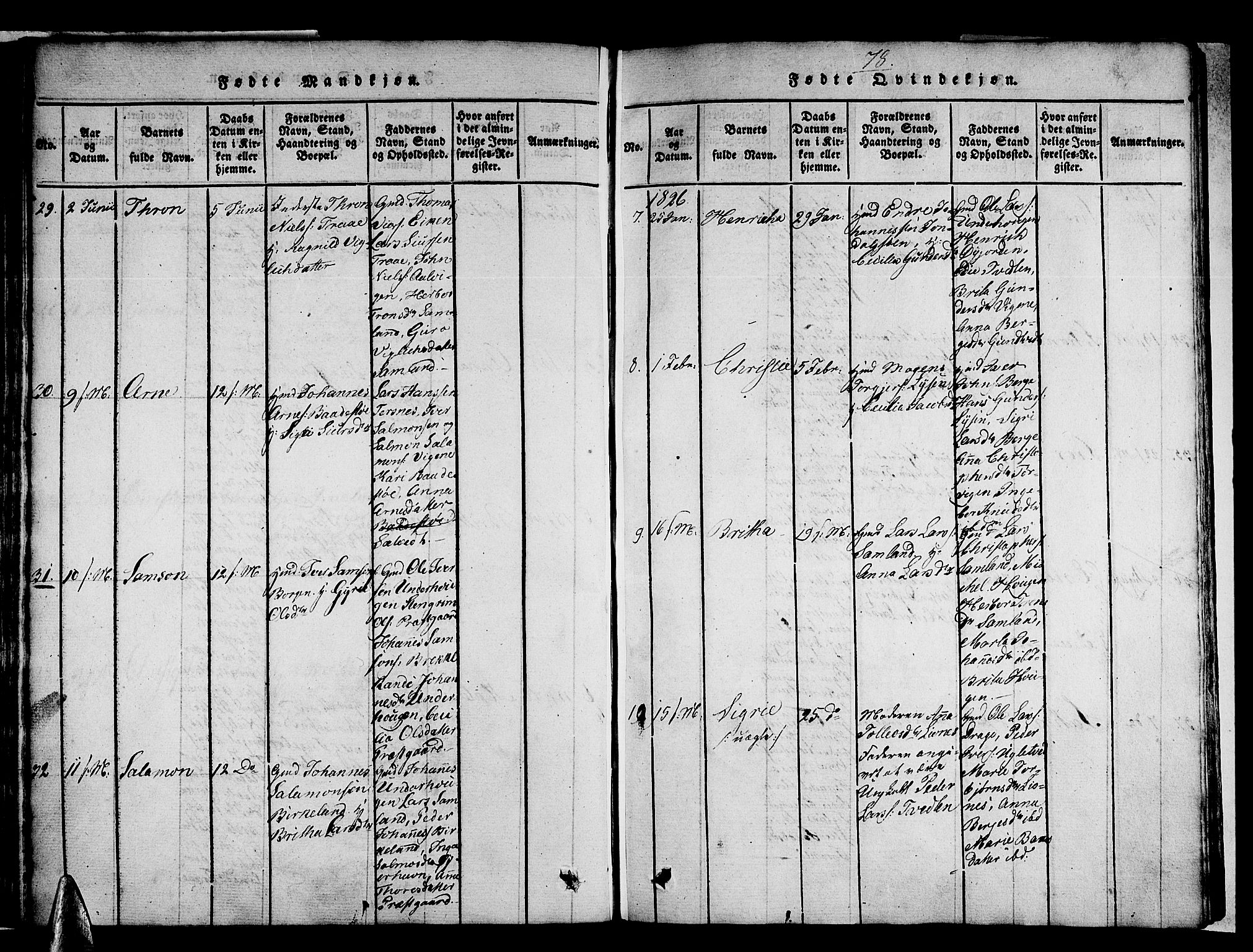 Strandebarm sokneprestembete, AV/SAB-A-78401/H/Haa: Parish register (official) no. A 5, 1816-1826, p. 78