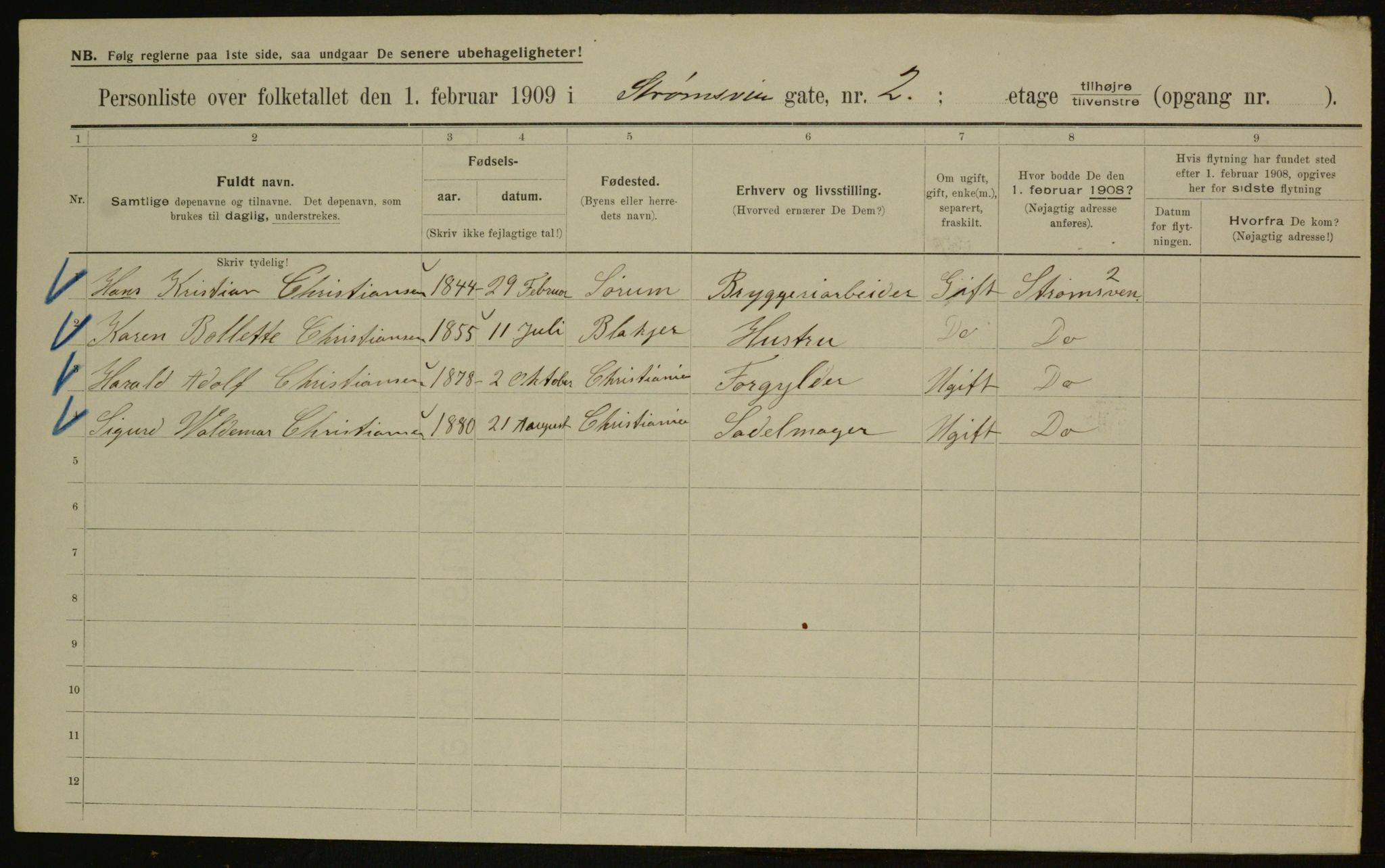 OBA, Municipal Census 1909 for Kristiania, 1909, p. 94070