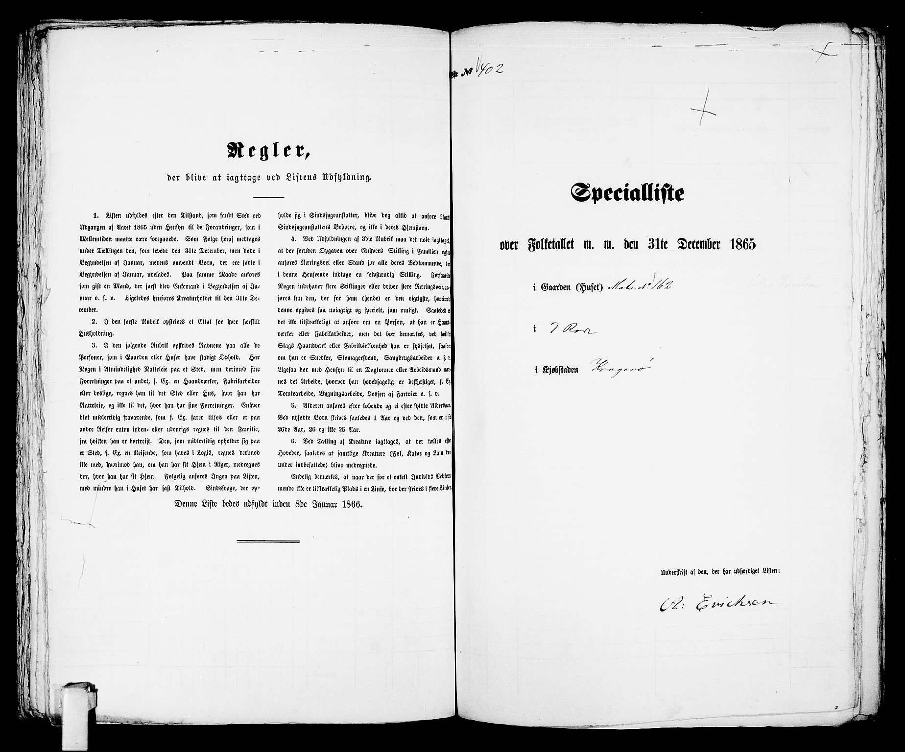 RA, 1865 census for Kragerø/Kragerø, 1865, p. 820