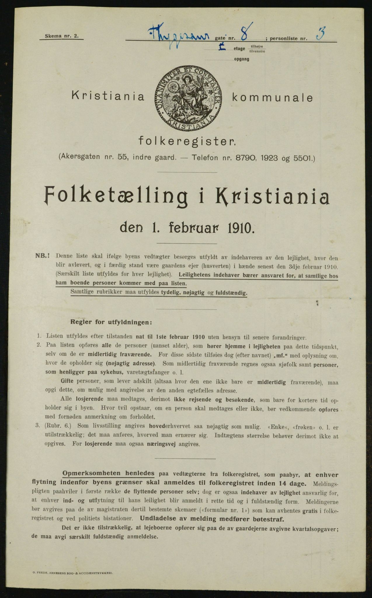 OBA, Municipal Census 1910 for Kristiania, 1910, p. 105686