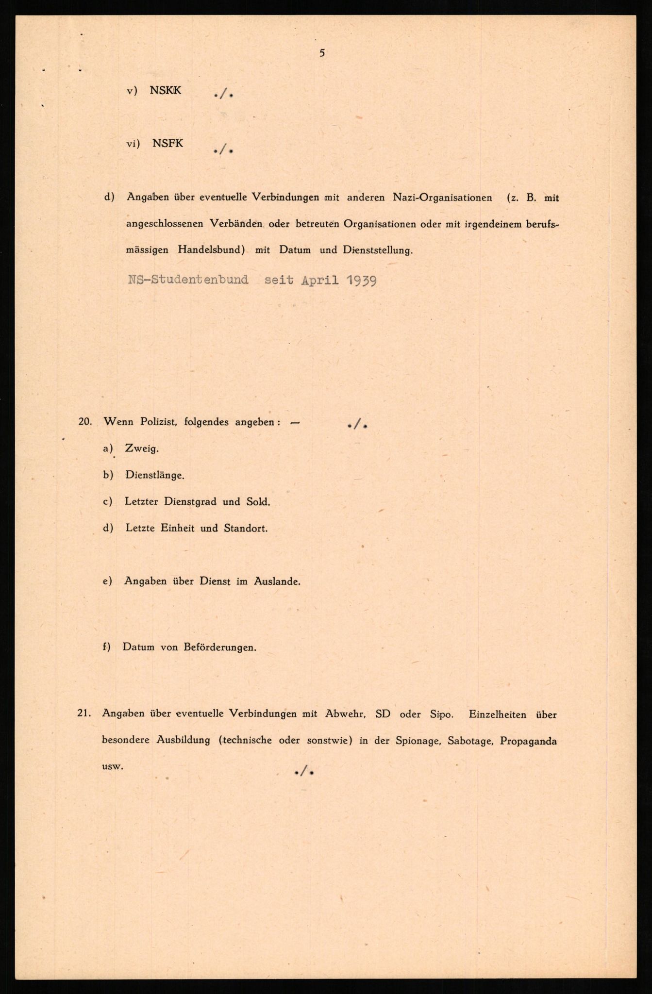 Forsvaret, Forsvarets overkommando II, AV/RA-RAFA-3915/D/Db/L0017: CI Questionaires. Tyske okkupasjonsstyrker i Norge. Tyskere., 1945-1946, p. 518