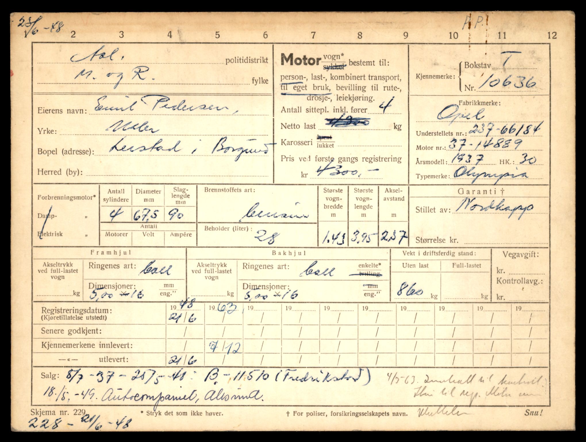 Møre og Romsdal vegkontor - Ålesund trafikkstasjon, AV/SAT-A-4099/F/Fe/L0022: Registreringskort for kjøretøy T 10584 - T 10694, 1927-1998, p. 1623