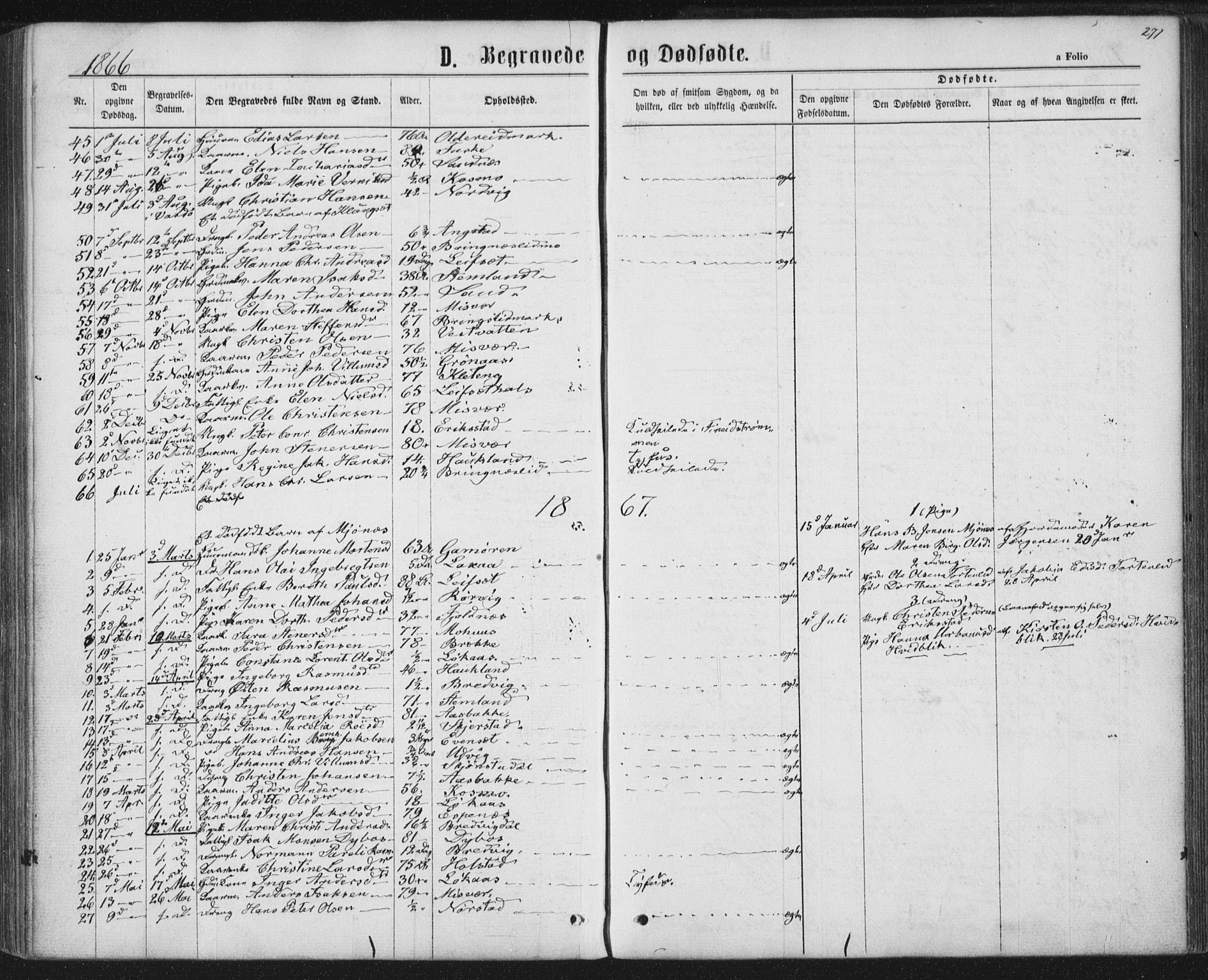 Ministerialprotokoller, klokkerbøker og fødselsregistre - Nordland, SAT/A-1459/852/L0739: Parish register (official) no. 852A09, 1866-1877, p. 271