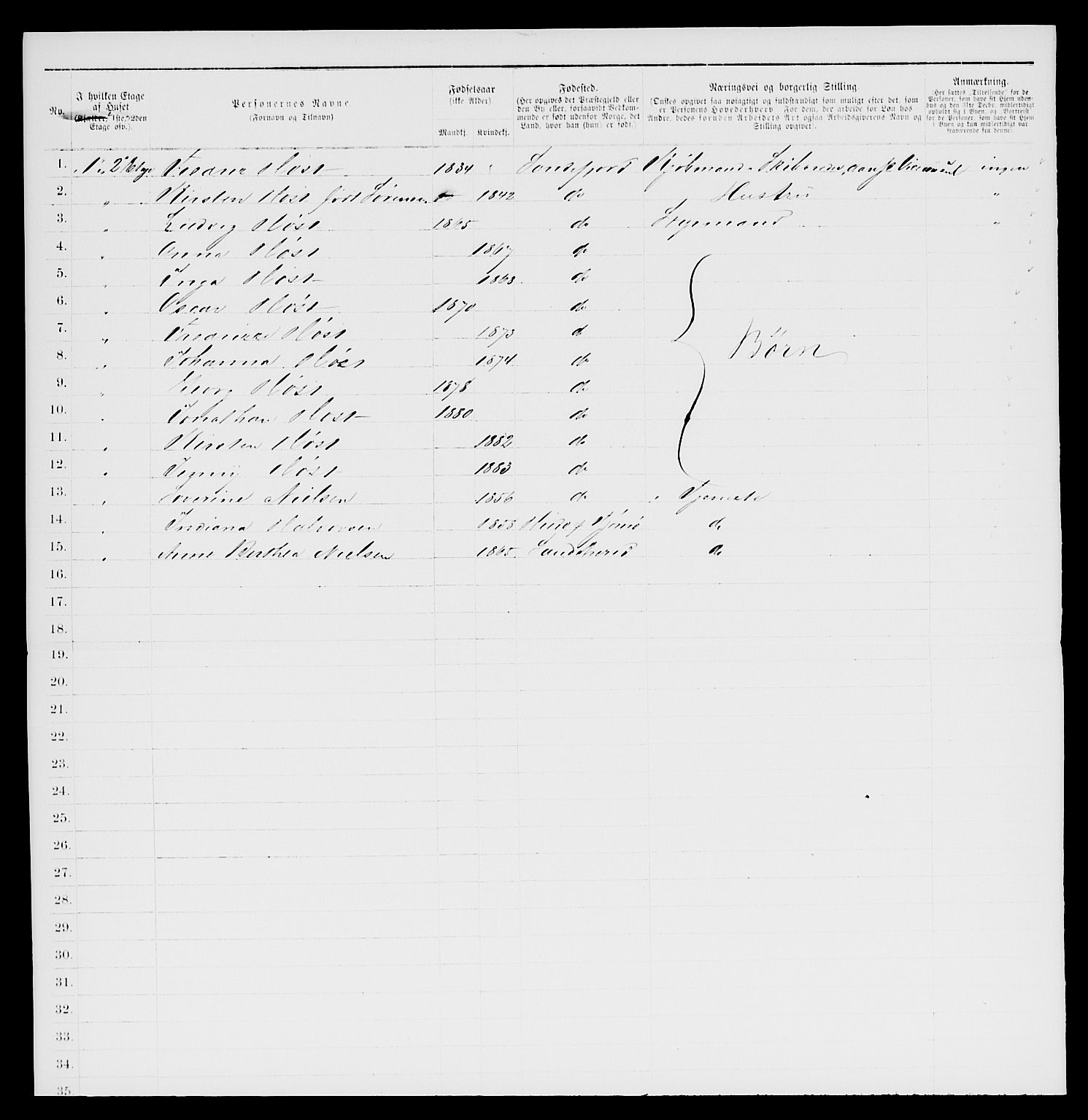 SAKO, 1885 census for 0706 Sandefjord, 1885, p. 86