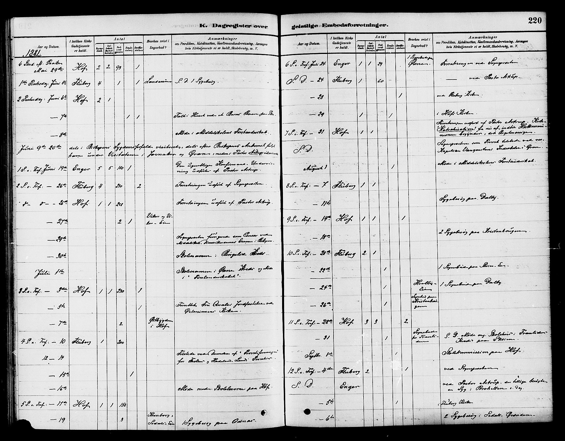Søndre Land prestekontor, SAH/PREST-122/K/L0002: Parish register (official) no. 2, 1878-1894, p. 220