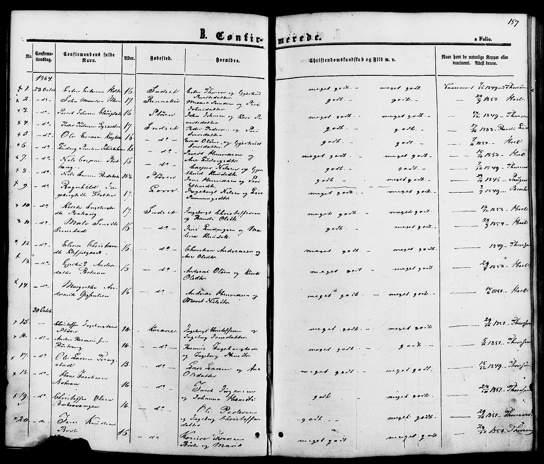 Kvikne prestekontor, SAH/PREST-064/H/Ha/Haa/L0006: Parish register (official) no. 6, 1863-1886, p. 157