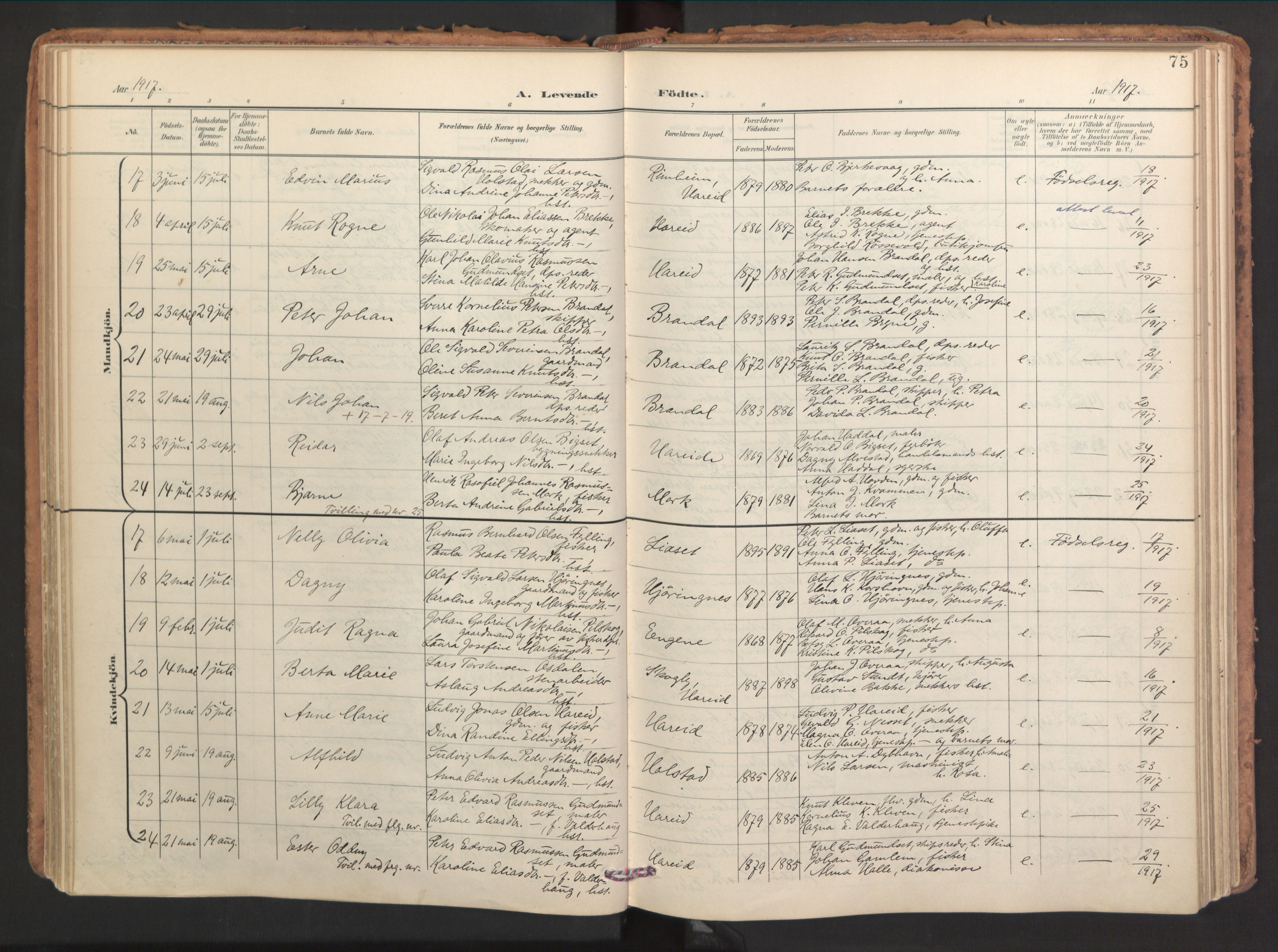 Ministerialprotokoller, klokkerbøker og fødselsregistre - Møre og Romsdal, AV/SAT-A-1454/510/L0123: Parish register (official) no. 510A03, 1898-1922, p. 75