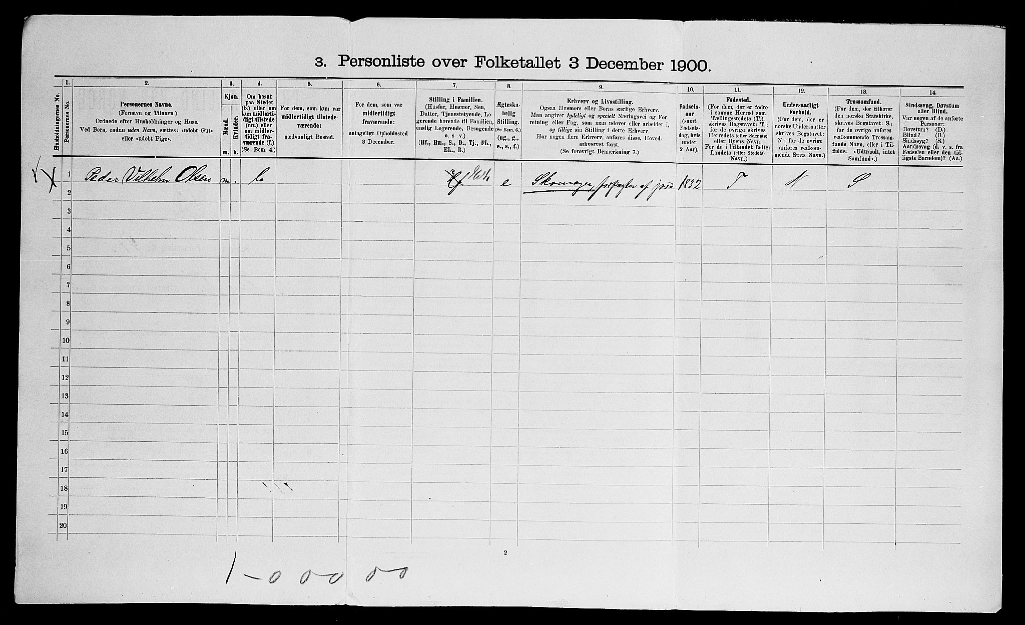 SAO, 1900 census for Nes, 1900