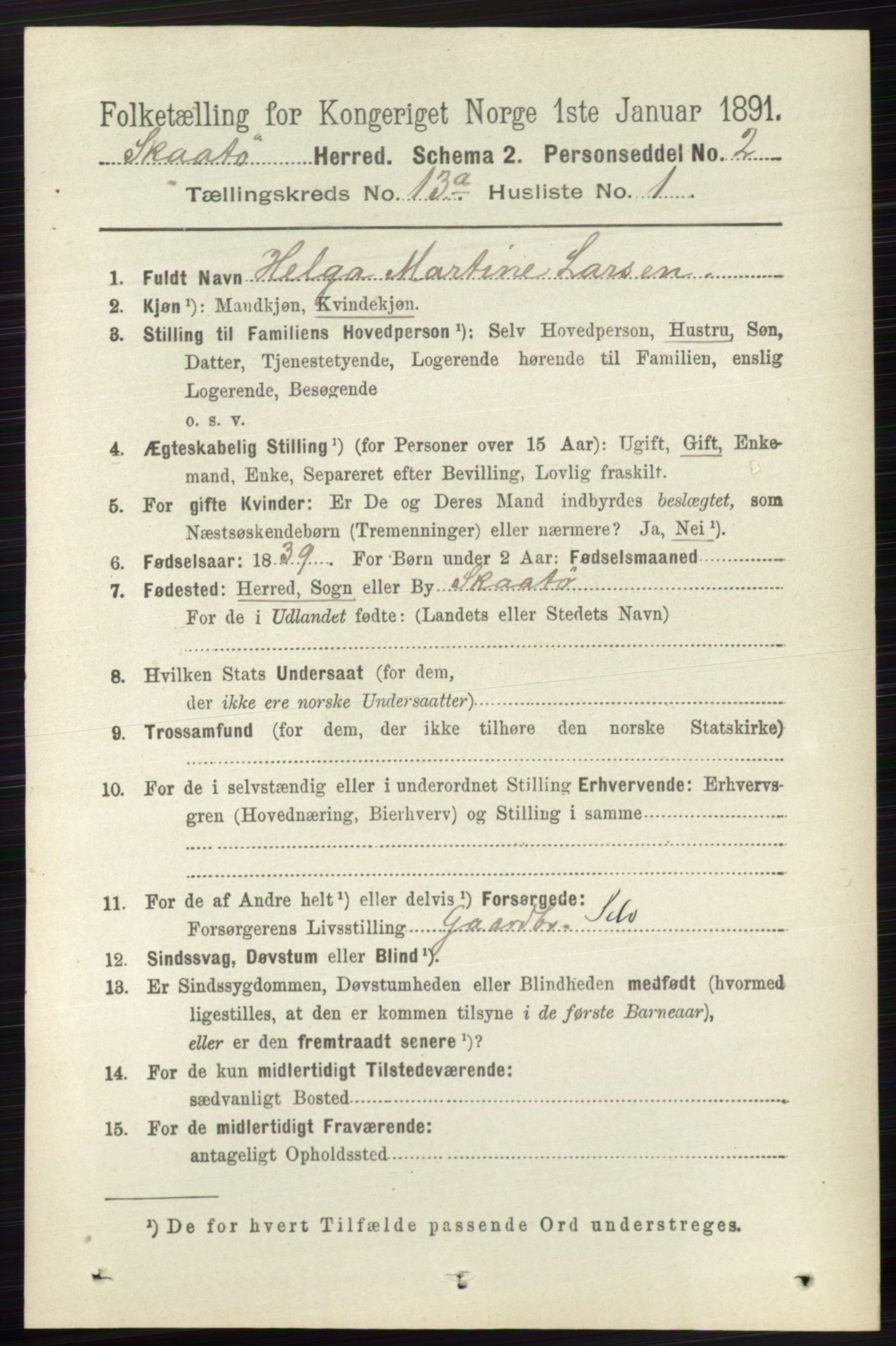 RA, 1891 census for 0815 Skåtøy, 1891, p. 4454