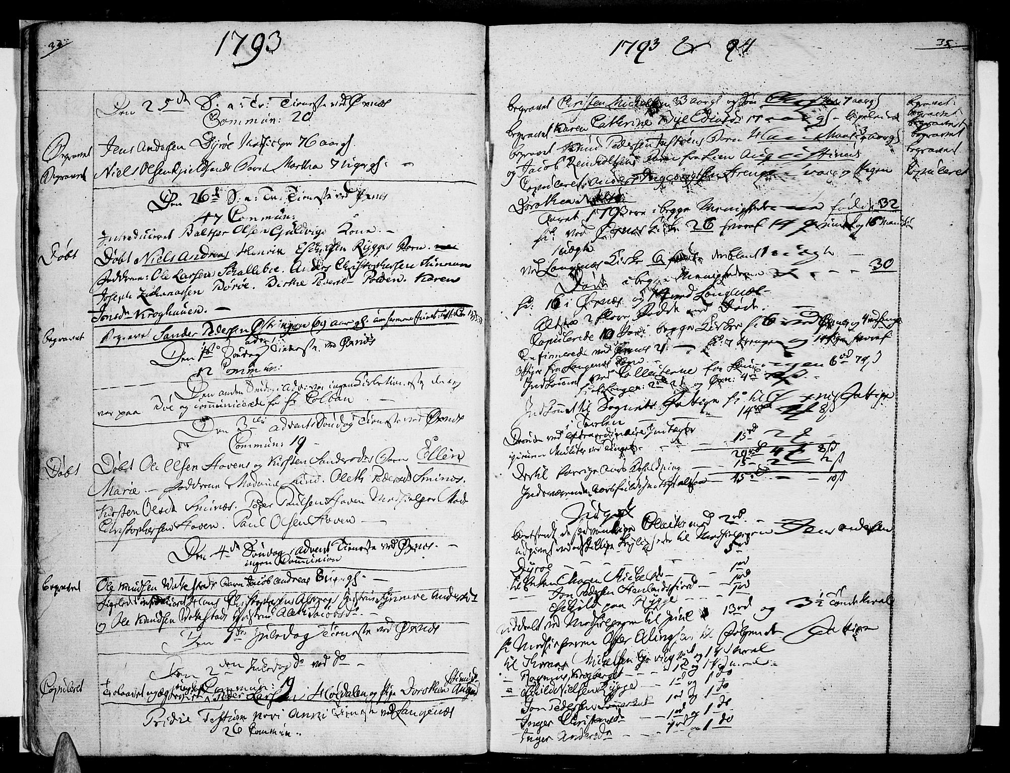 Ministerialprotokoller, klokkerbøker og fødselsregistre - Nordland, AV/SAT-A-1459/893/L1330: Parish register (official) no. 893A03, 1791-1820, p. 34-35