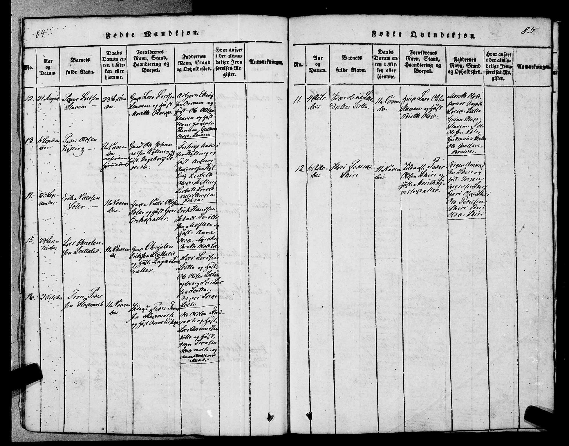 Ministerialprotokoller, klokkerbøker og fødselsregistre - Møre og Romsdal, AV/SAT-A-1454/546/L0593: Parish register (official) no. 546A01, 1818-1853, p. 84-85