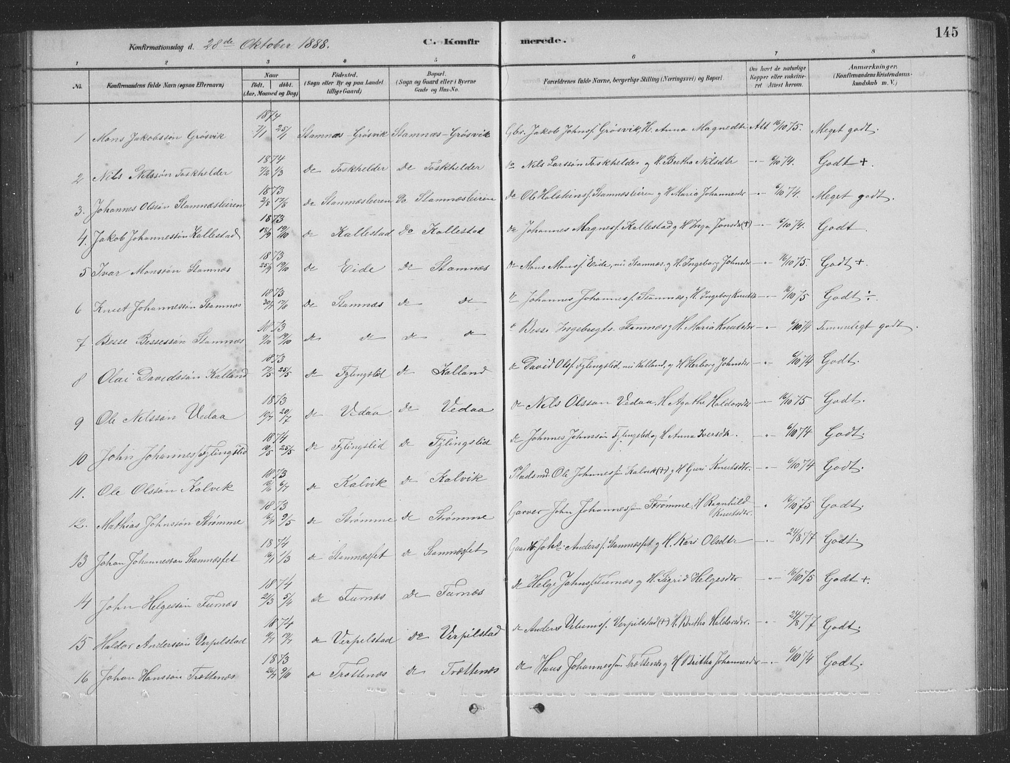 Vaksdal Sokneprestembete, SAB/A-78901/H/Hab: Parish register (copy) no. D 1, 1878-1939, p. 145