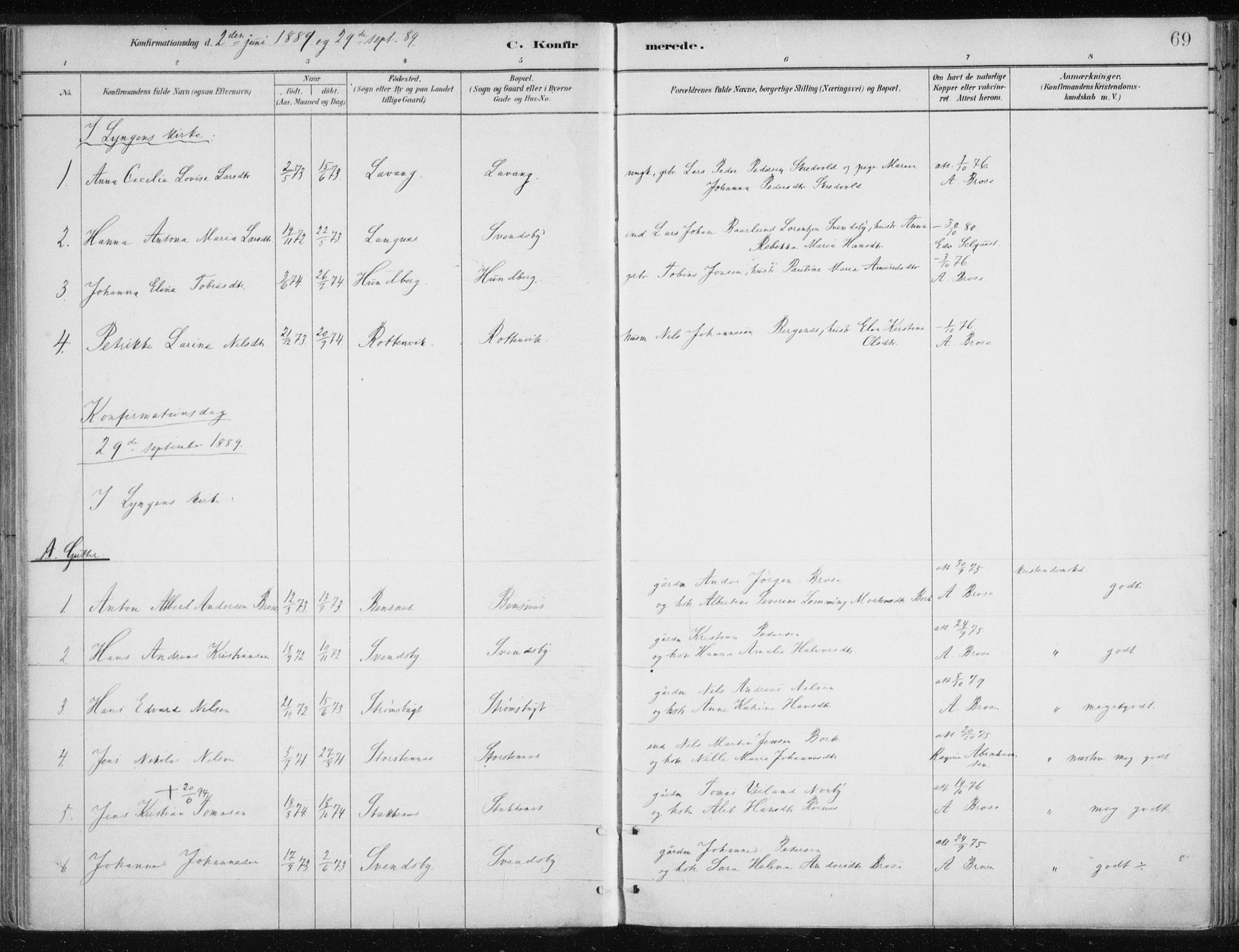 Lyngen sokneprestembete, SATØ/S-1289/H/He/Hea/L0010kirke: Parish register (official) no. 10, 1883-1904, p. 69