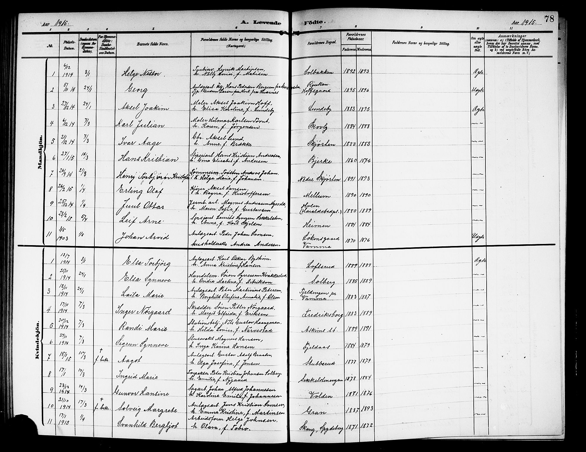 Askim prestekontor Kirkebøker, AV/SAO-A-10900/G/Ga/L0002: Parish register (copy) no. 2, 1903-1921, p. 78