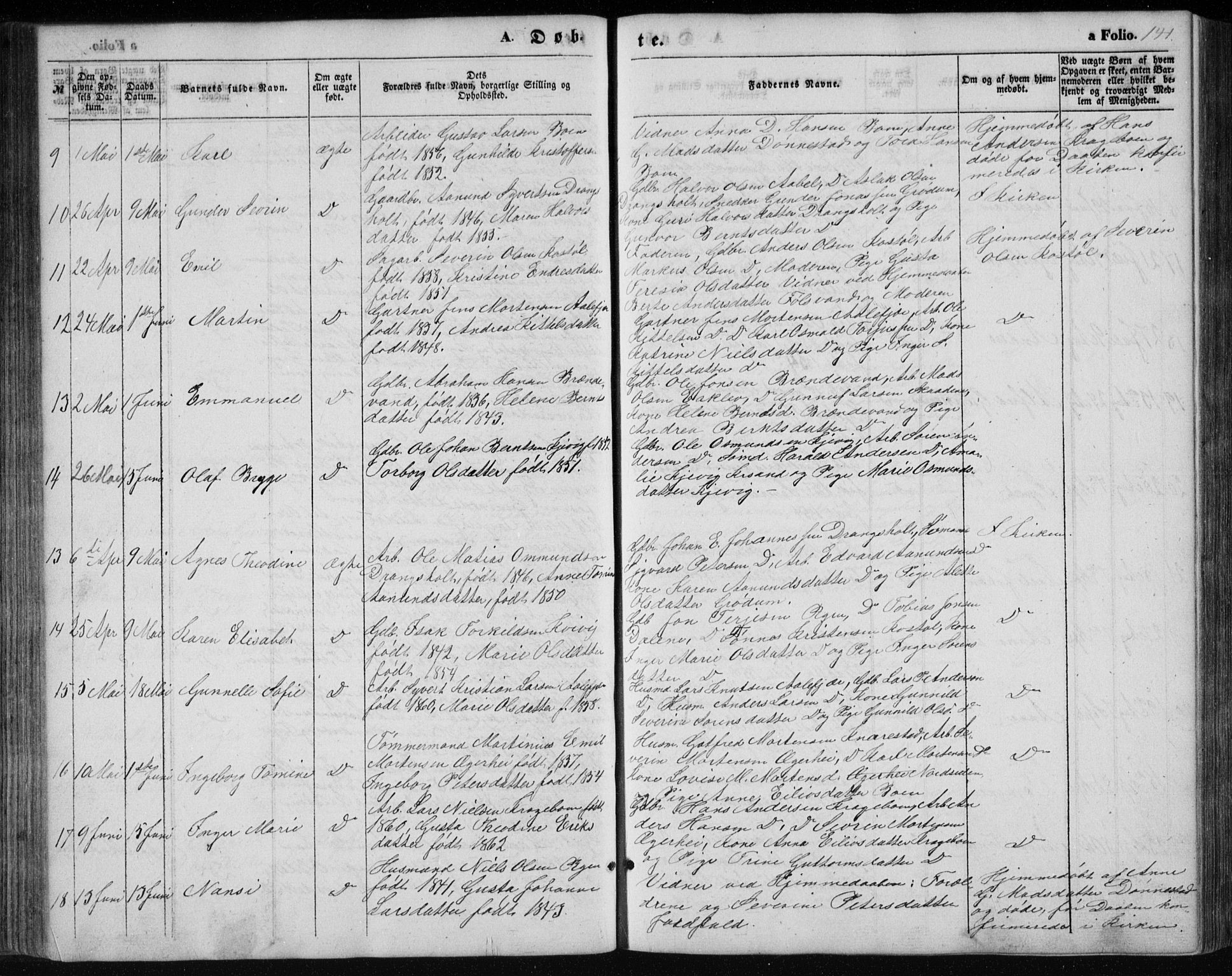 Tveit sokneprestkontor, AV/SAK-1111-0043/F/Fb/L0003: Parish register (copy) no. B 3, 1854-1886, p. 141