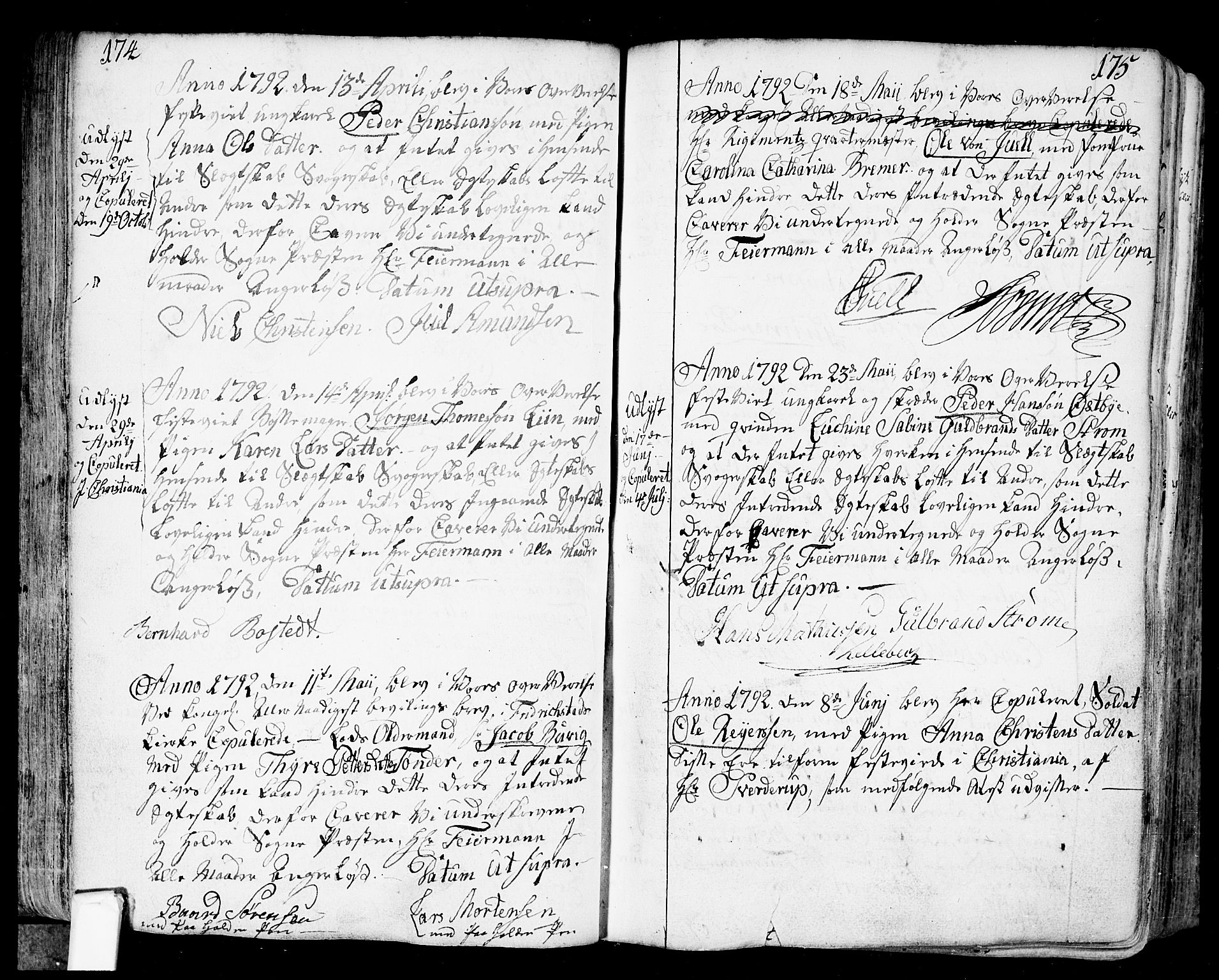 Fredrikstad prestekontor Kirkebøker, SAO/A-11082/F/Fa/L0002: Parish register (official) no. 2, 1750-1804, p. 174-175