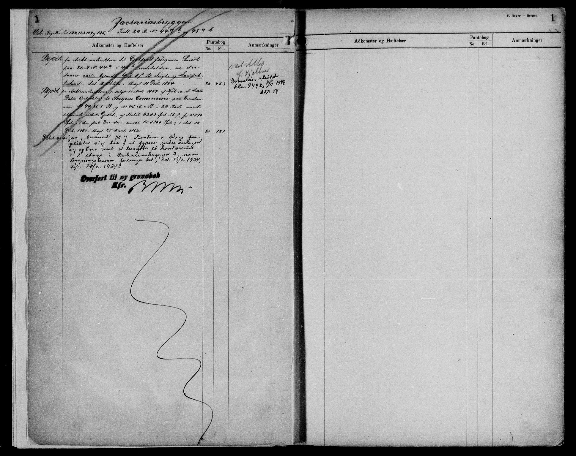 Byfogd og Byskriver i Bergen, SAB/A-3401/03/03AdD/L0063: Mortgage register no. A.d.D.63, 1894-1936, p. 1