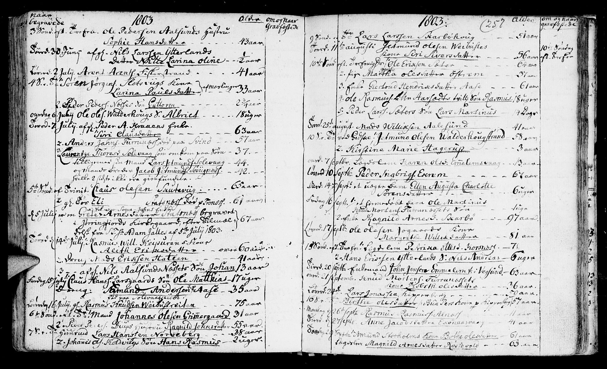 Ministerialprotokoller, klokkerbøker og fødselsregistre - Møre og Romsdal, AV/SAT-A-1454/528/L0394: Parish register (official) no. 528A05, 1801-1826, p. 257