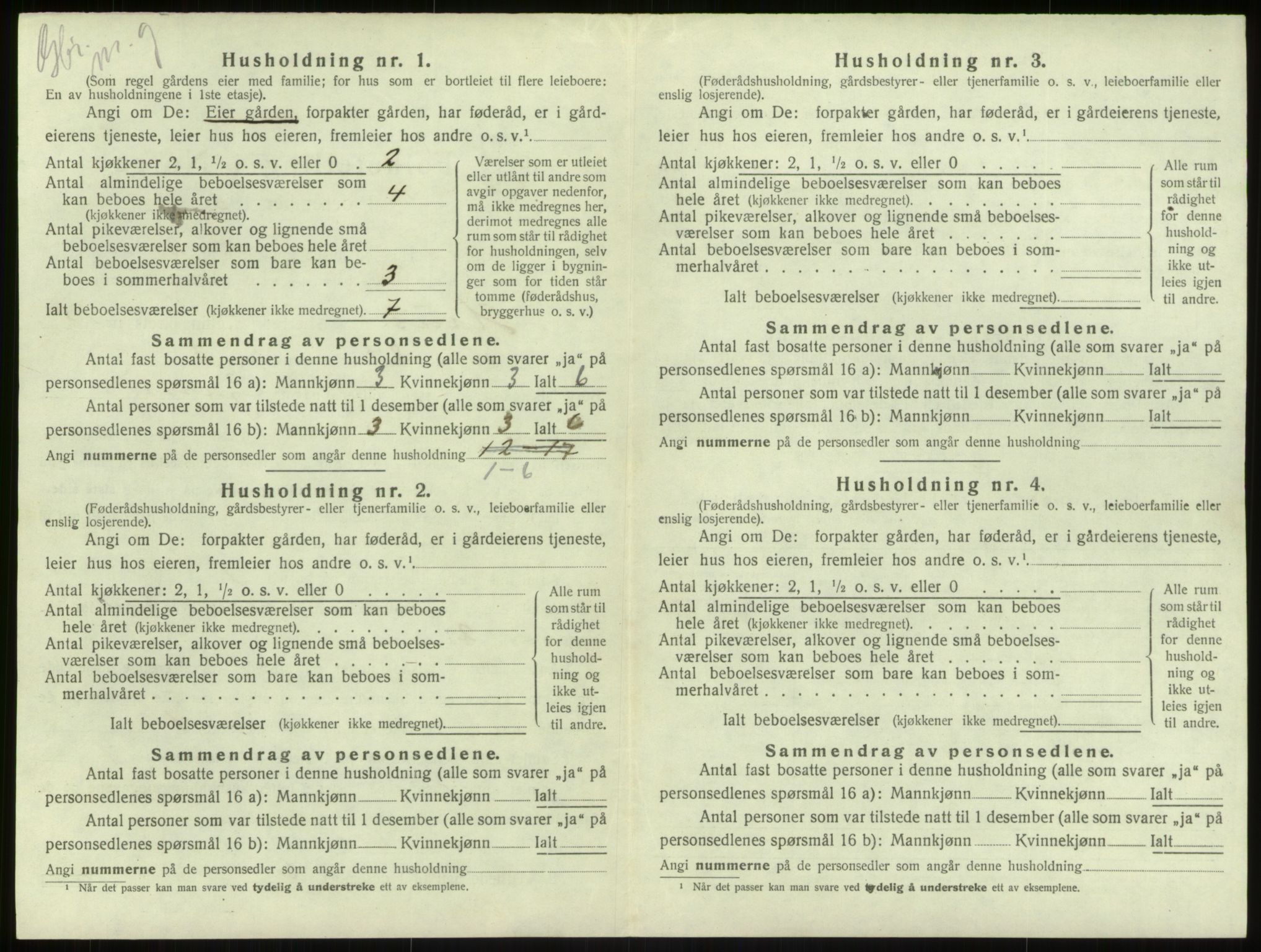 SAB, 1920 census for Haus, 1920, p. 1186